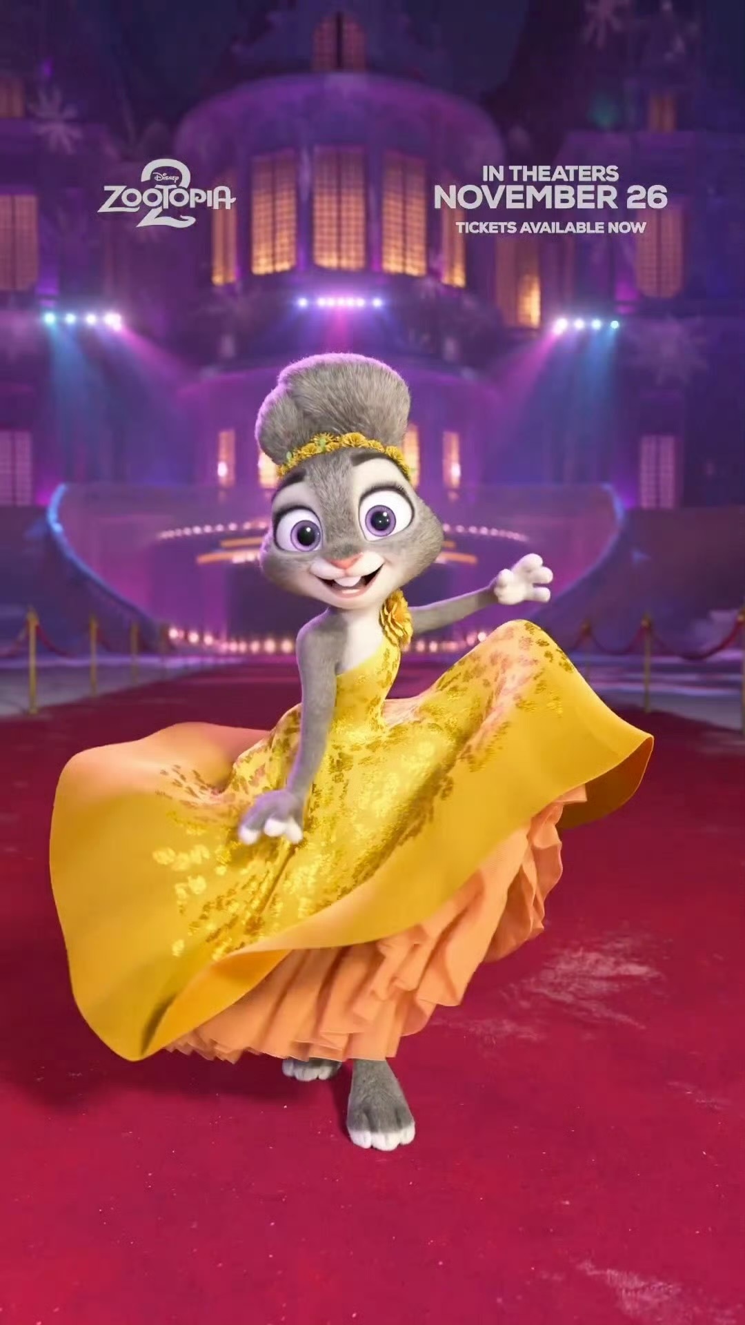 朱迪裙子上佩戴的花是金盏，象征着坚定不移的爱慕、一定会到来幸福和宁静的情感朱迪还