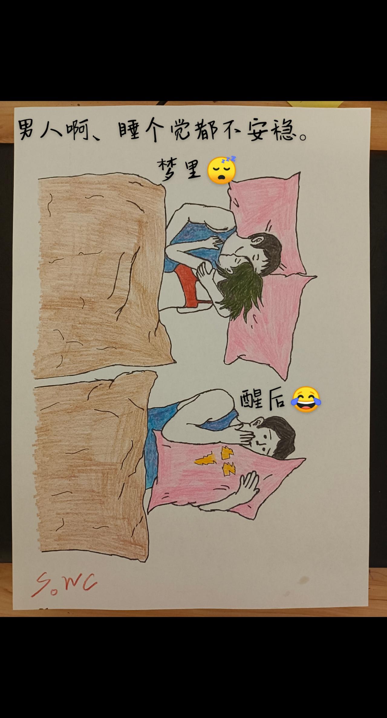 #搞笑灵魂画手 #梦里梦外都是你 
男人呐！连睡觉都在想女人。😂