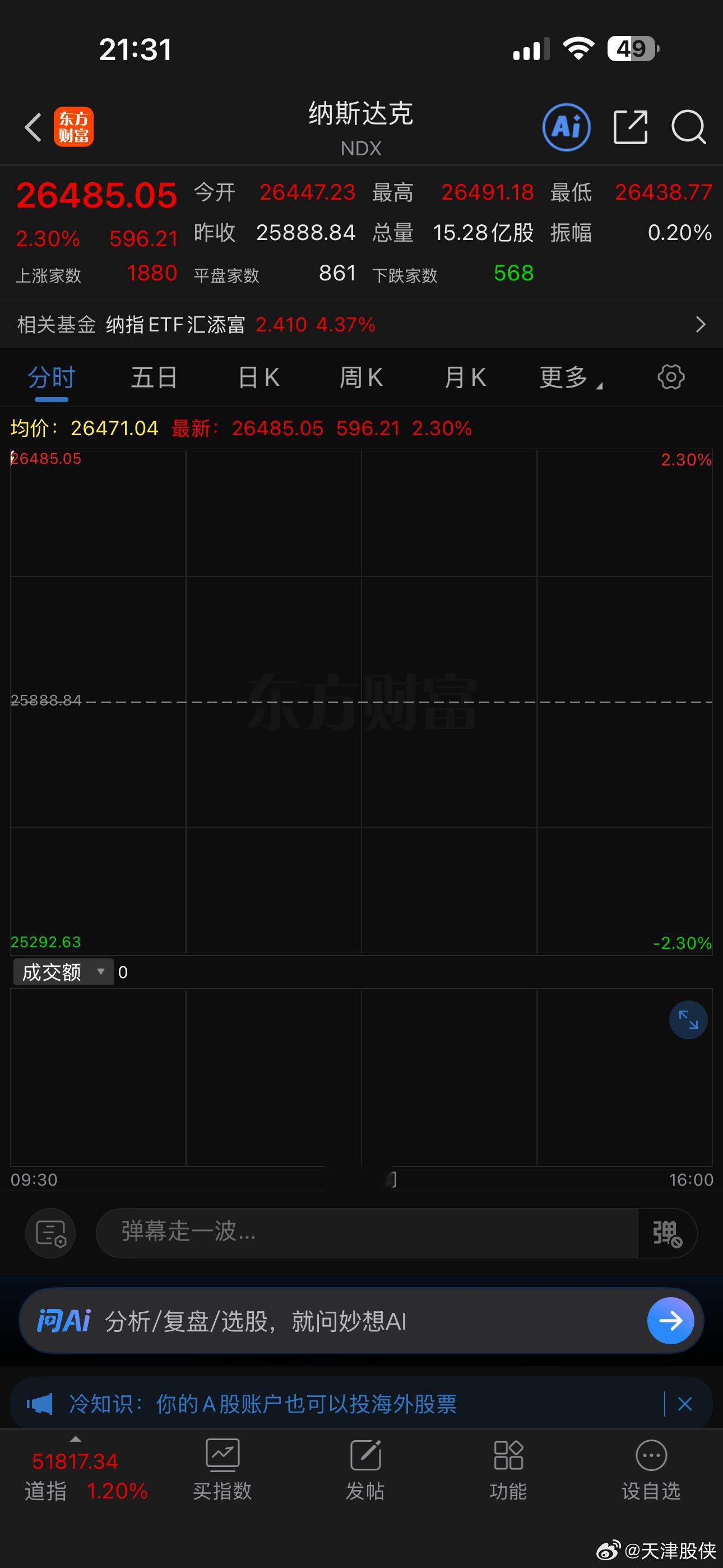 美股三大股指高开，纳指涨幅最大，大型科技股普涨 