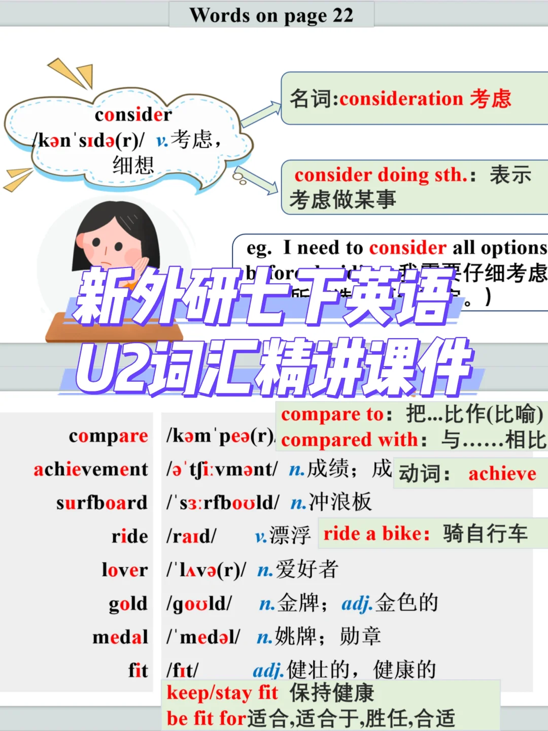 新外研七下英语U2词汇精讲课件-含81个单词