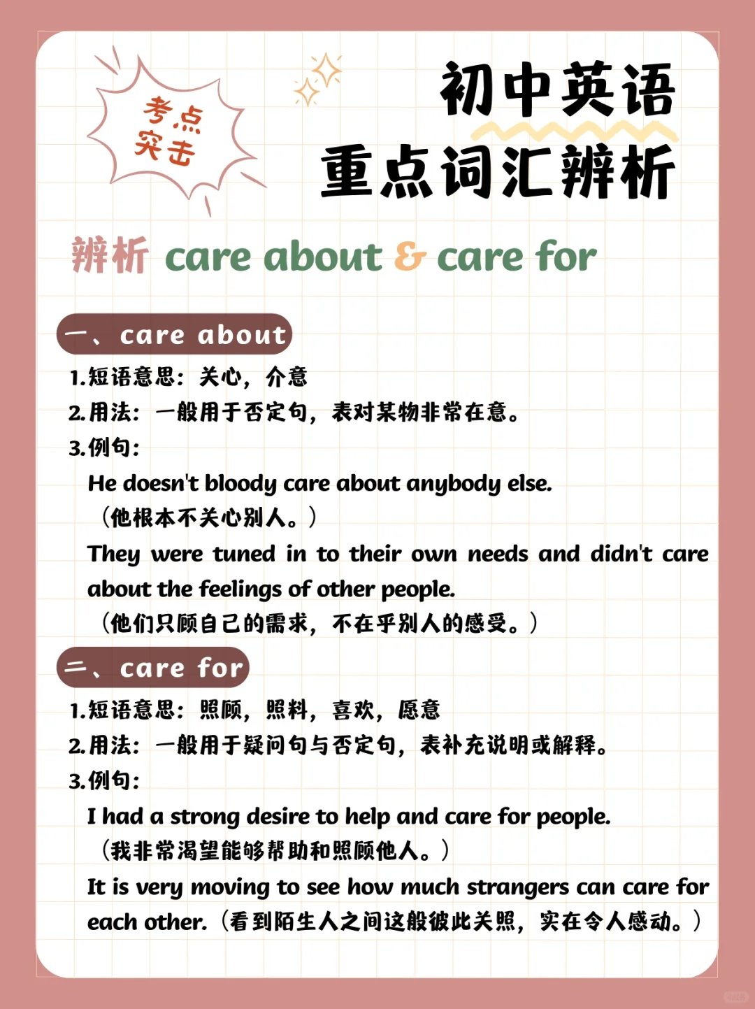 考点突击|一次厘清初中英语重点词汇辨析62