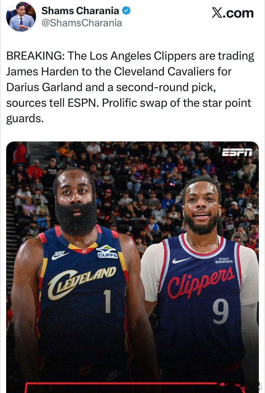 谁赚谁亏？NBA哈登加盟骑士哈登被交易至骑士