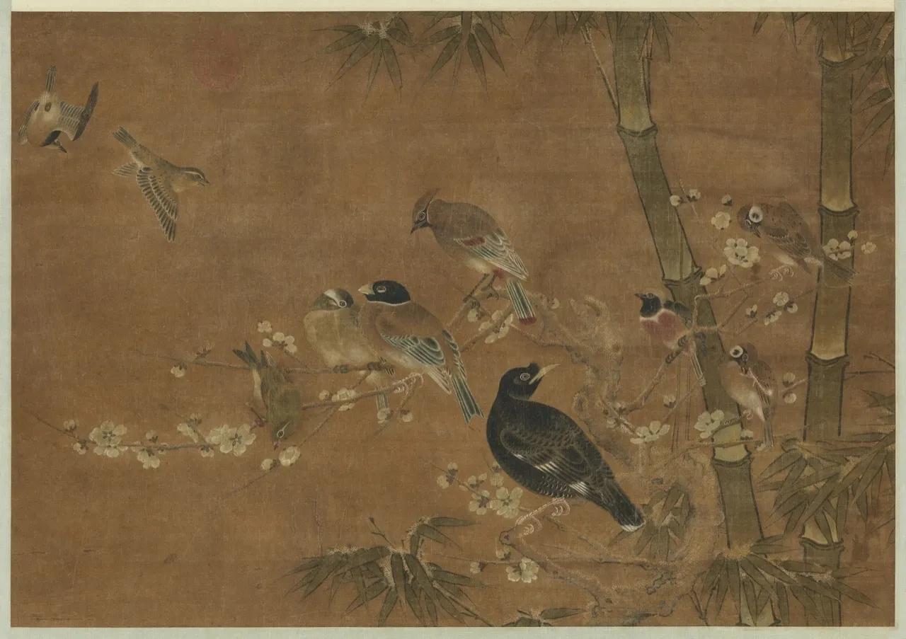 《竹梅寒雀图》

在五代十国的纷纭乱世中，偏居一隅的后蜀与南唐，却滋生了当时最为