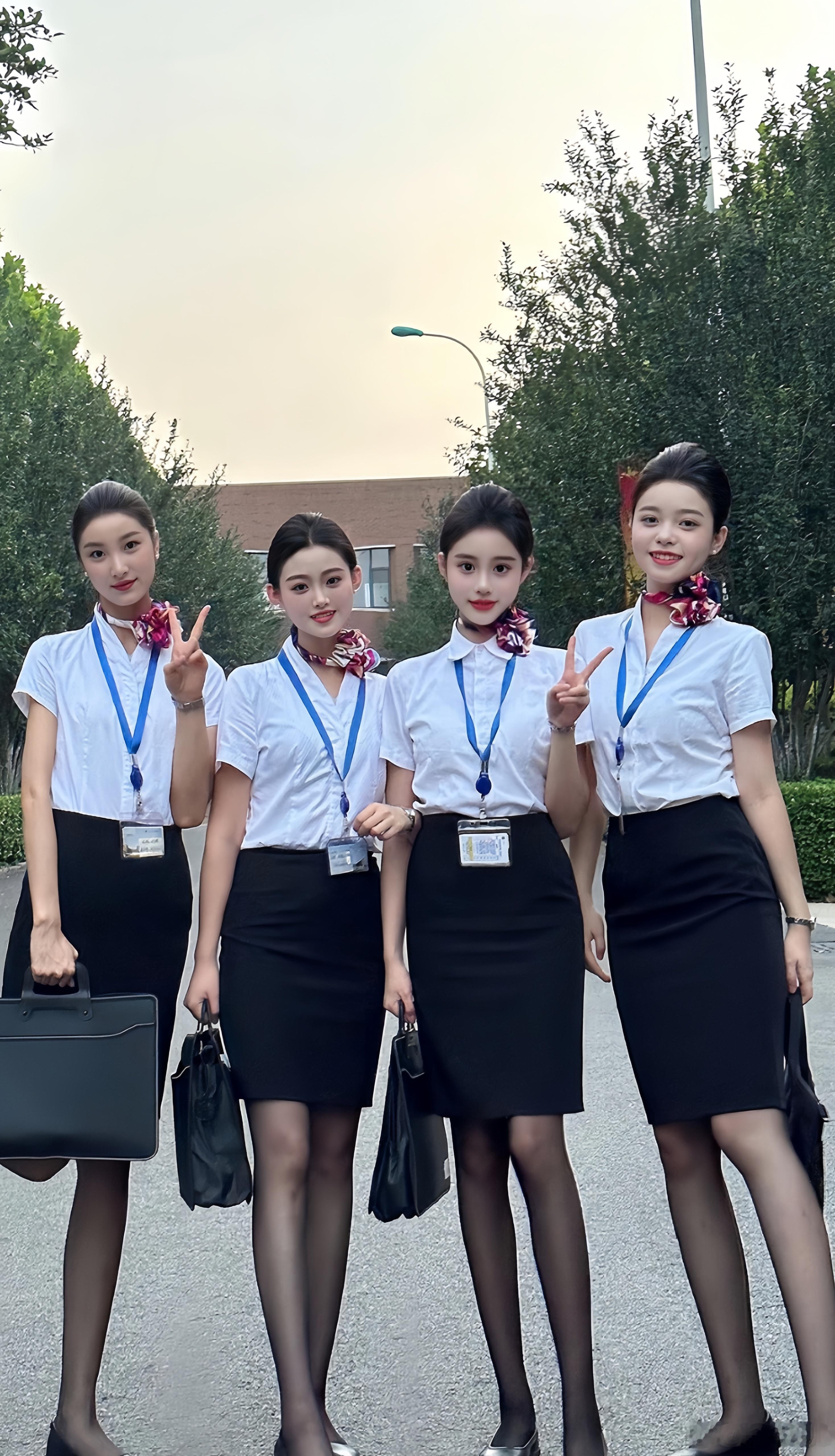民航姐妹花，毕业后可以起飞了。 ​​​