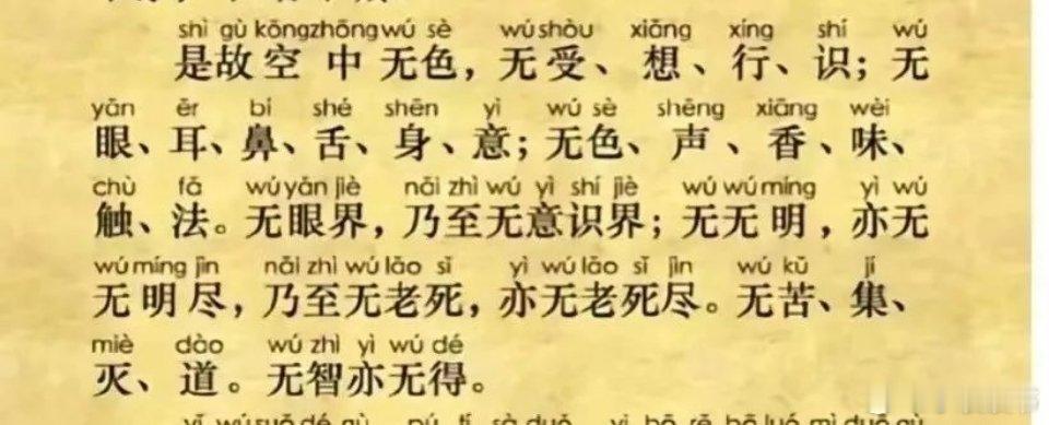 无眼界，乃至无意识界；无无明，亦无无明尽，乃至无老死，亦无老死尽。无苦、集、灭、