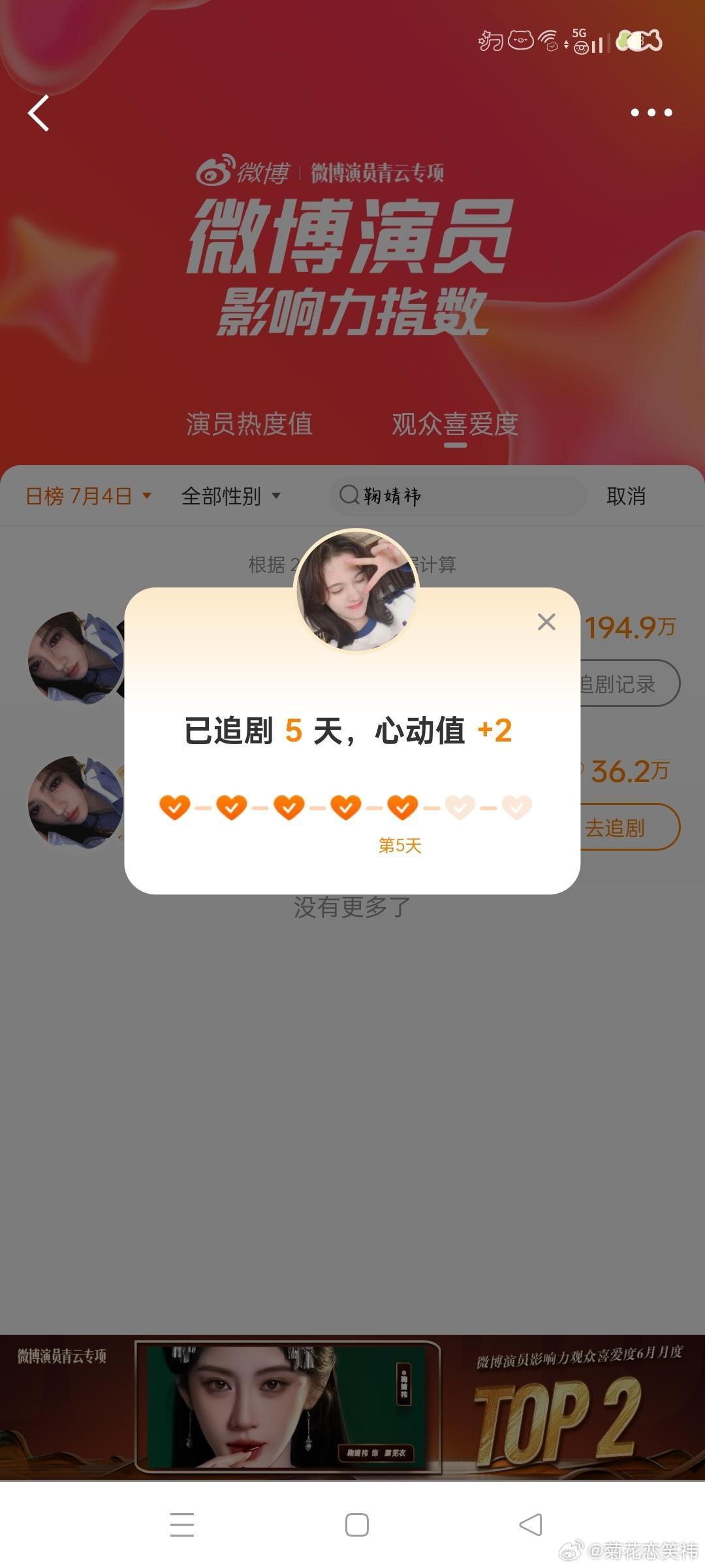 微博演员影响力指数露芜衣心动Day96姜黎非心动Day9  专栏 · 991投票