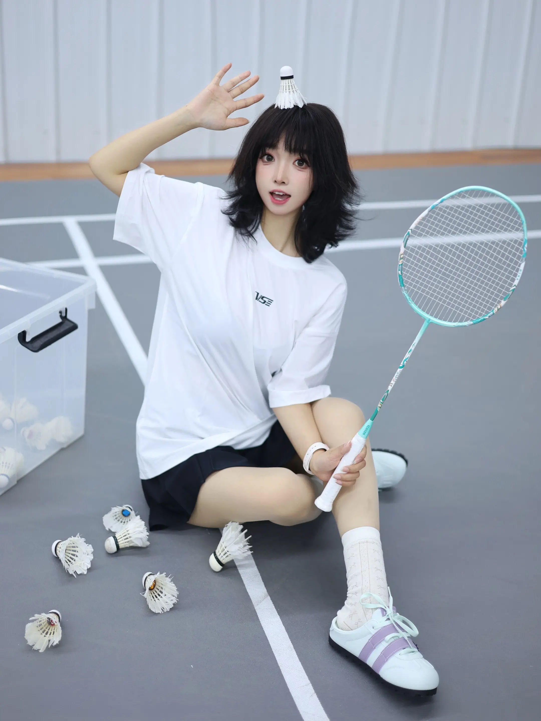 前辈 带我打球叭～我捡球第一。🏸新球拍！