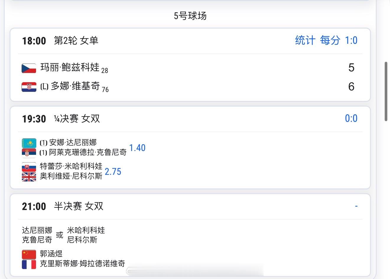 【20260612 比赛赛程+直播赛程】17：00张之臻vs曼纳里诺各种一日双赛
