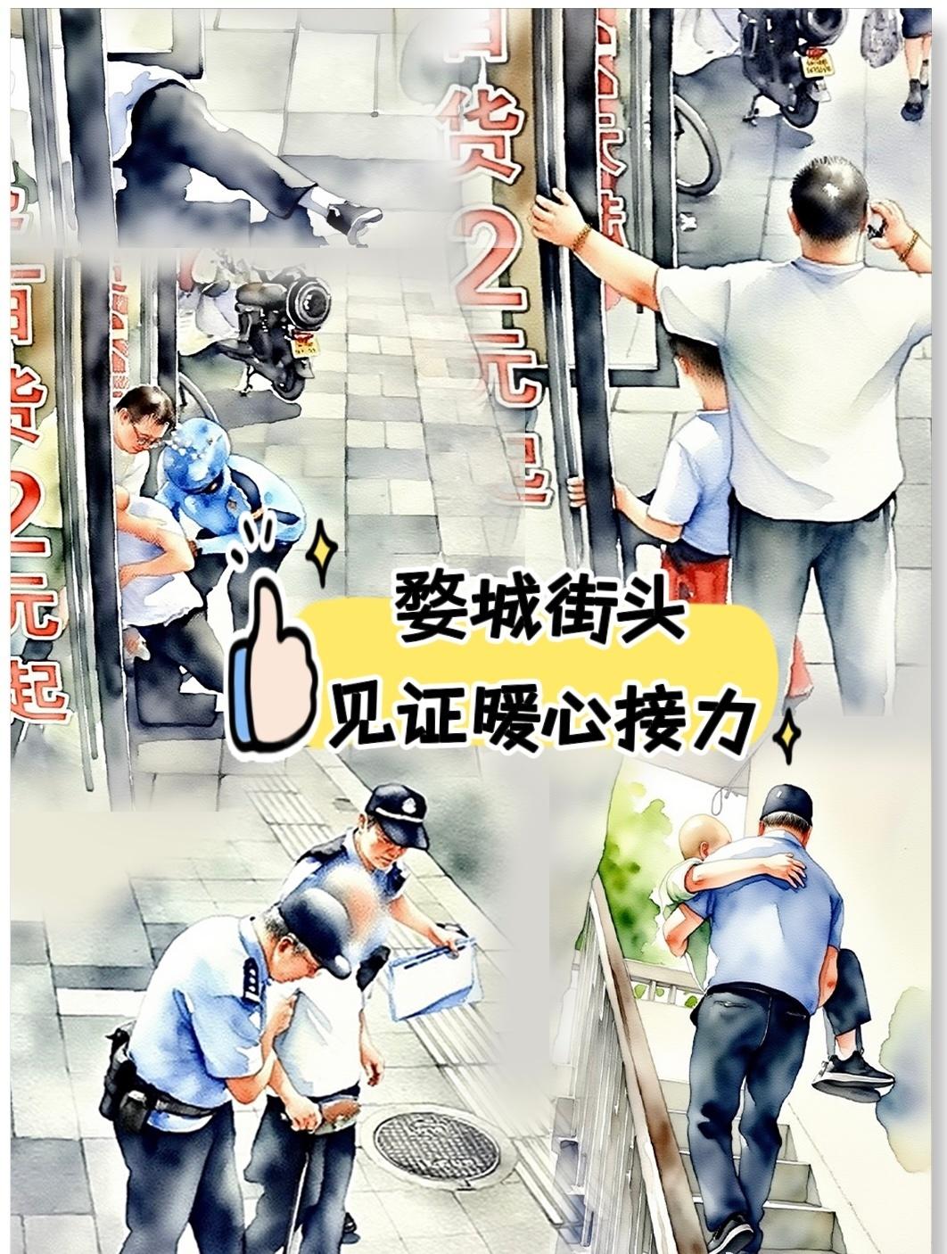 浙江警民接力救助摔倒老人浙江金华：警民携手，接力救助摔倒老人。这份关爱与担当，让