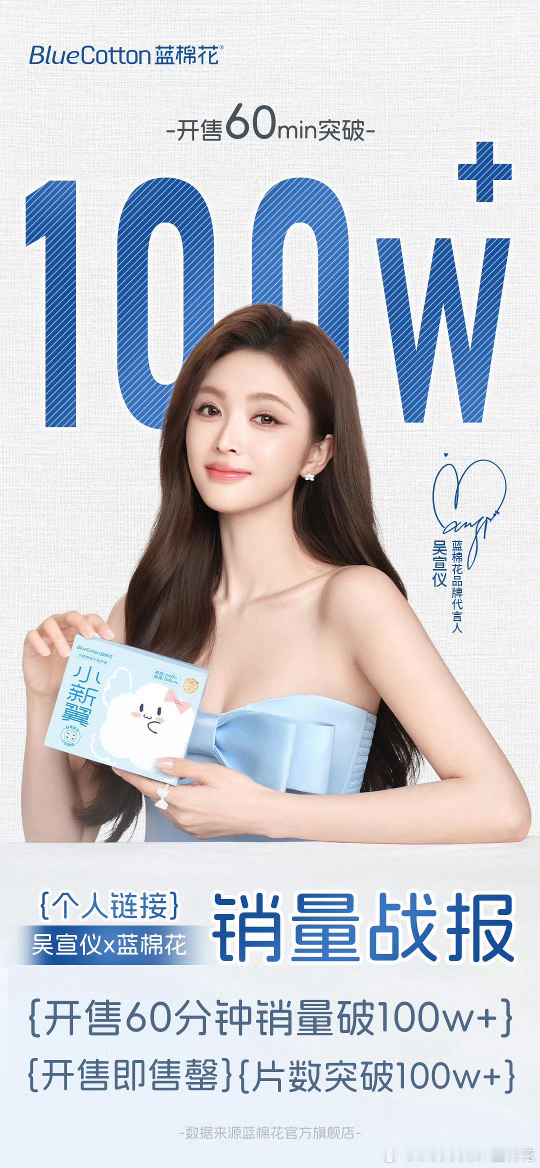吴宣仪天美意品牌代言人wxy吴宣仪蓝棉花品牌代言人 这两张图，嗯！嘿嘿～​​​