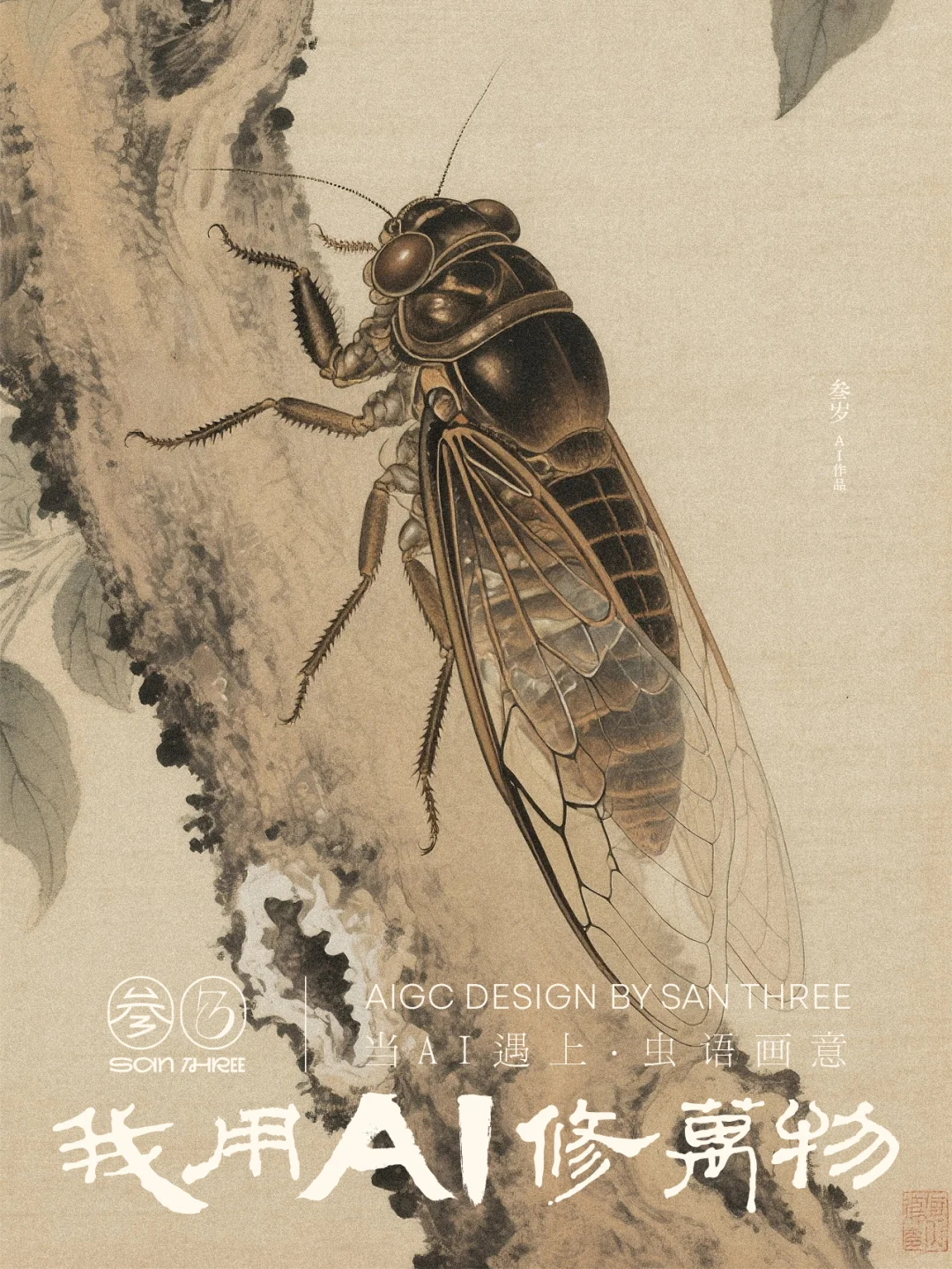 我用AI修万物——虫语画意篇（附教程）  绝美工笔画里，昆虫灵动得像在呼吸。细腻