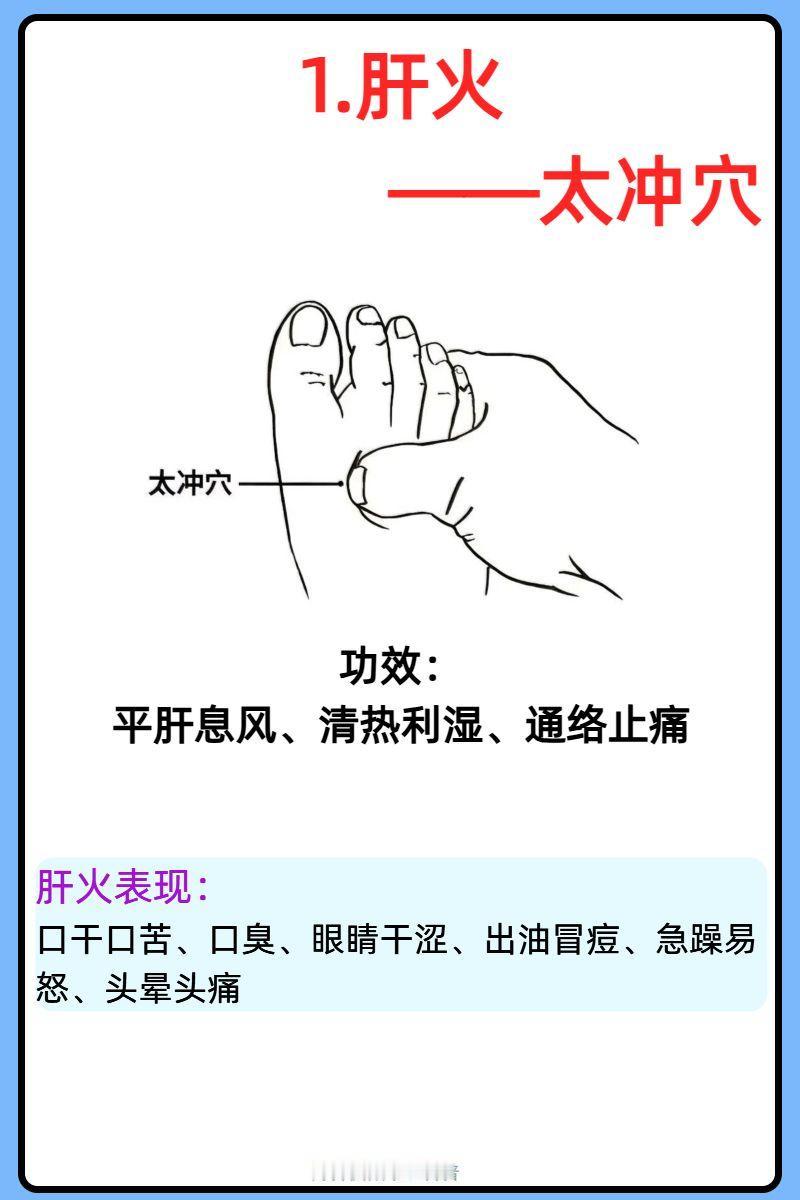 不用花一分钱，每天揉按这五个穴位，就能泻五脏之火！