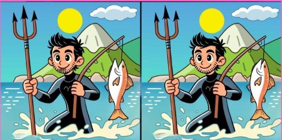 找出男孩抓鱼的 3 个不同之处 – 43 秒挑战！
你面前有两张男孩钓鱼的照片，