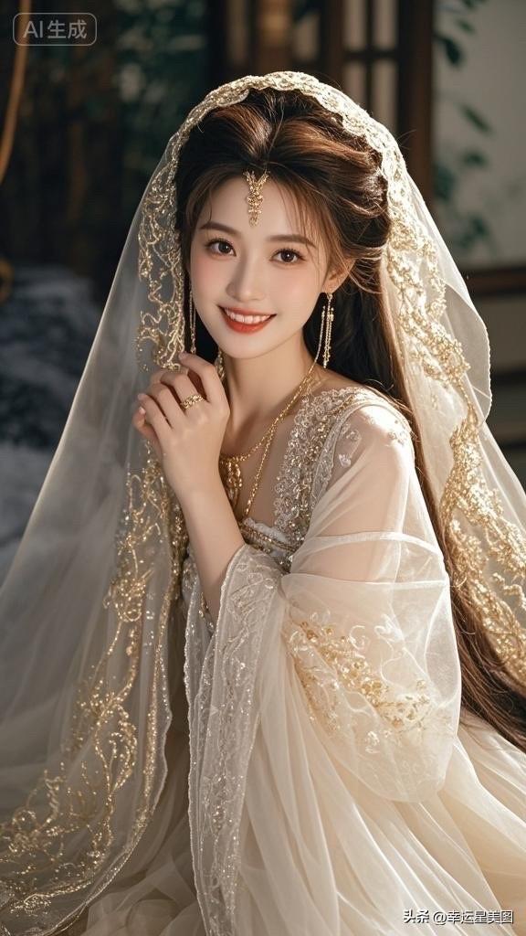 这位美女穿着华丽的古装，真美啊！