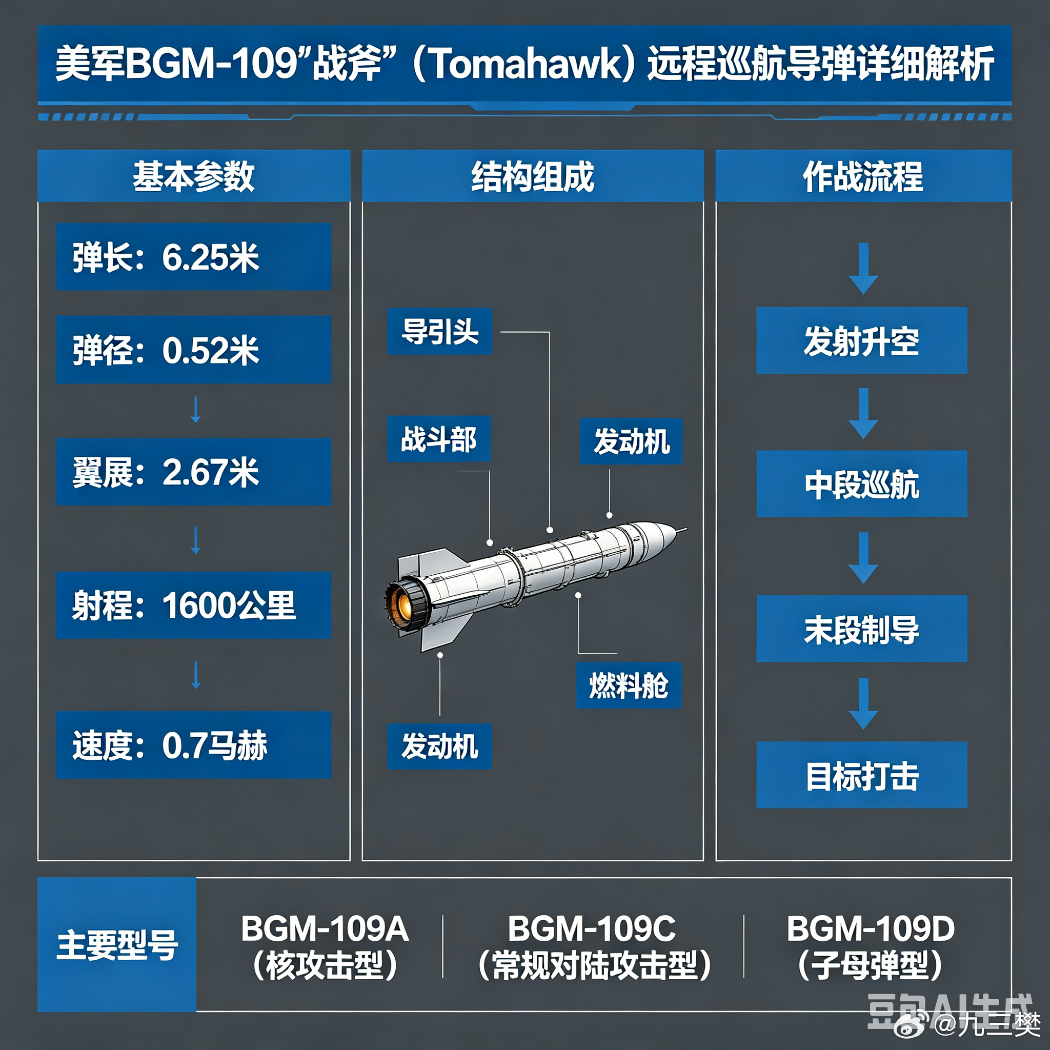 军事ai新视野 美军 BGM‑109“战斧”（Tomahawk）远程巡航导弹ai