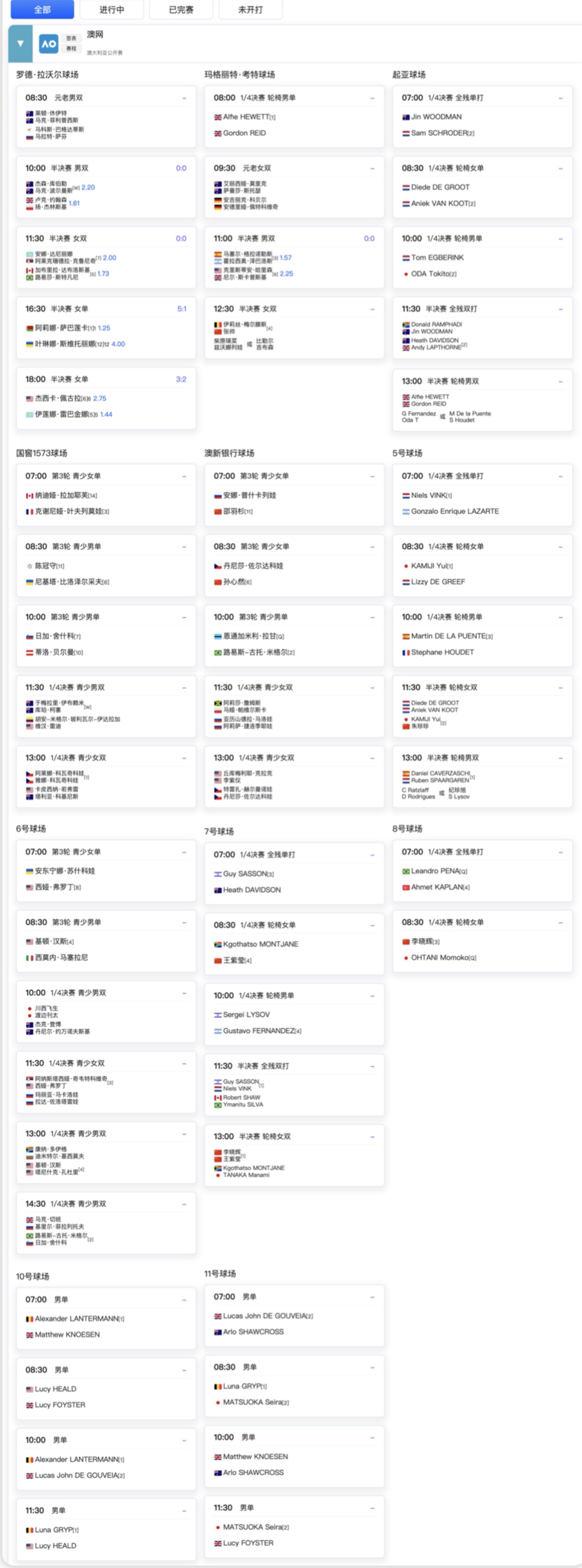 【澳网2026 第1️⃣2️⃣比赛日赛程（1月29日）】🇨🇳中国力量考特球场