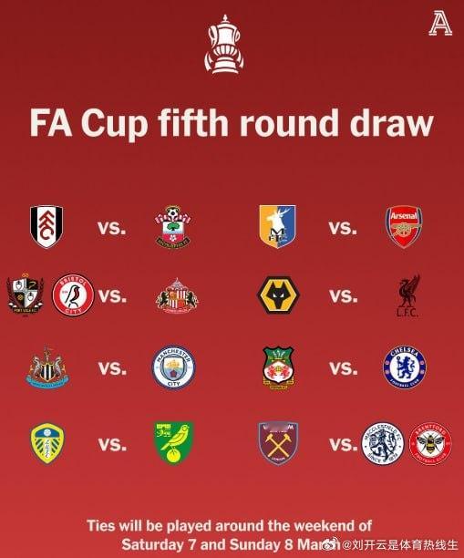 开云体育馆  【英足总杯第五圈对阵出炉:纽卡vs曼城、狼队vs利物浦】     