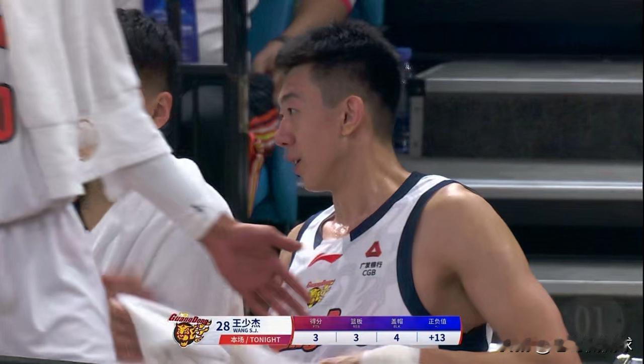 广东东阳光中锋王少杰的封盖能力真是太强了！在今天广东东阳光以94：80击败广州朗