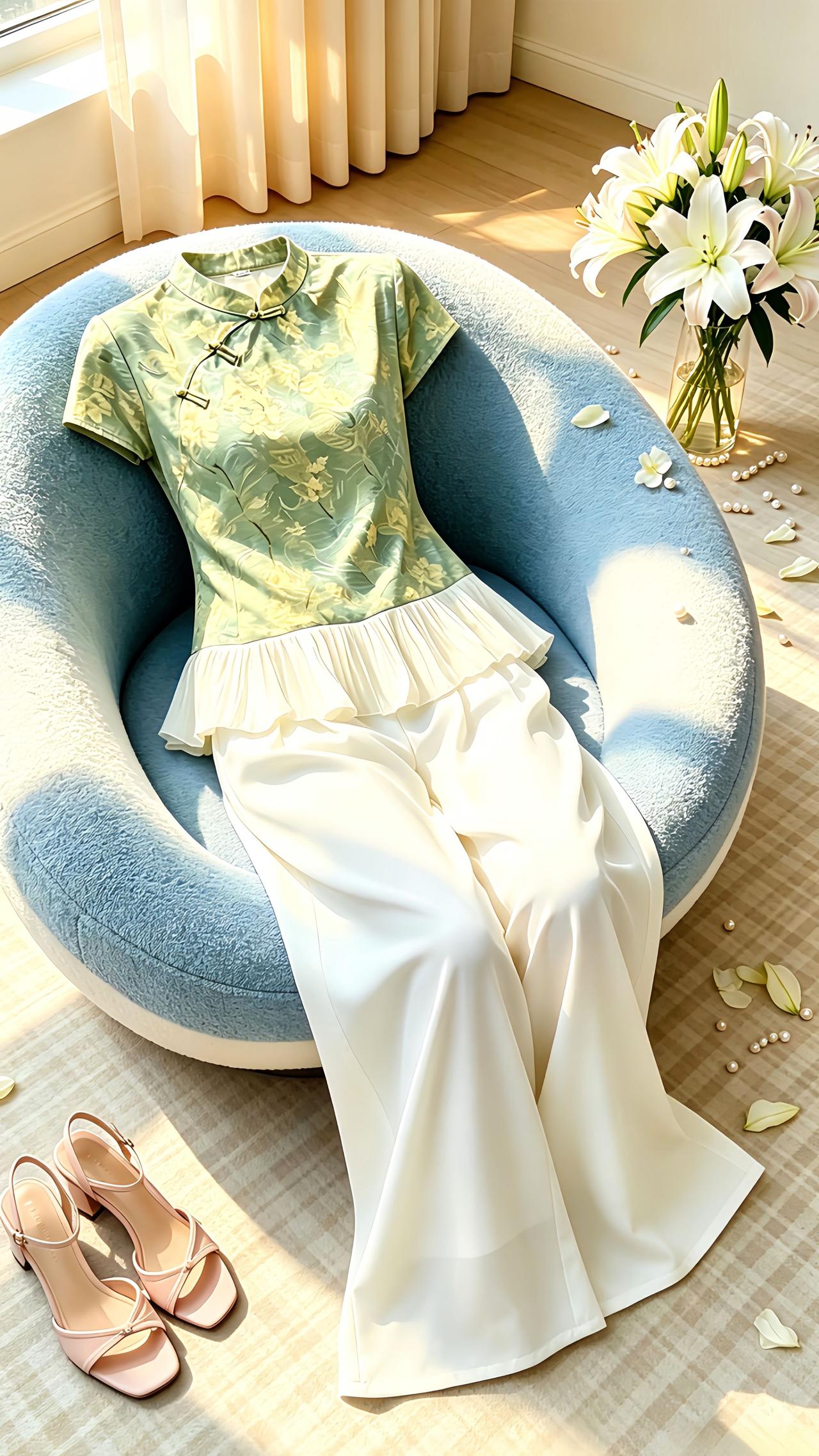 新中式夏日套装 尝试一下新中式穿搭 氧气感满满的夏日穿搭 挑战夏日穿搭一周不重样