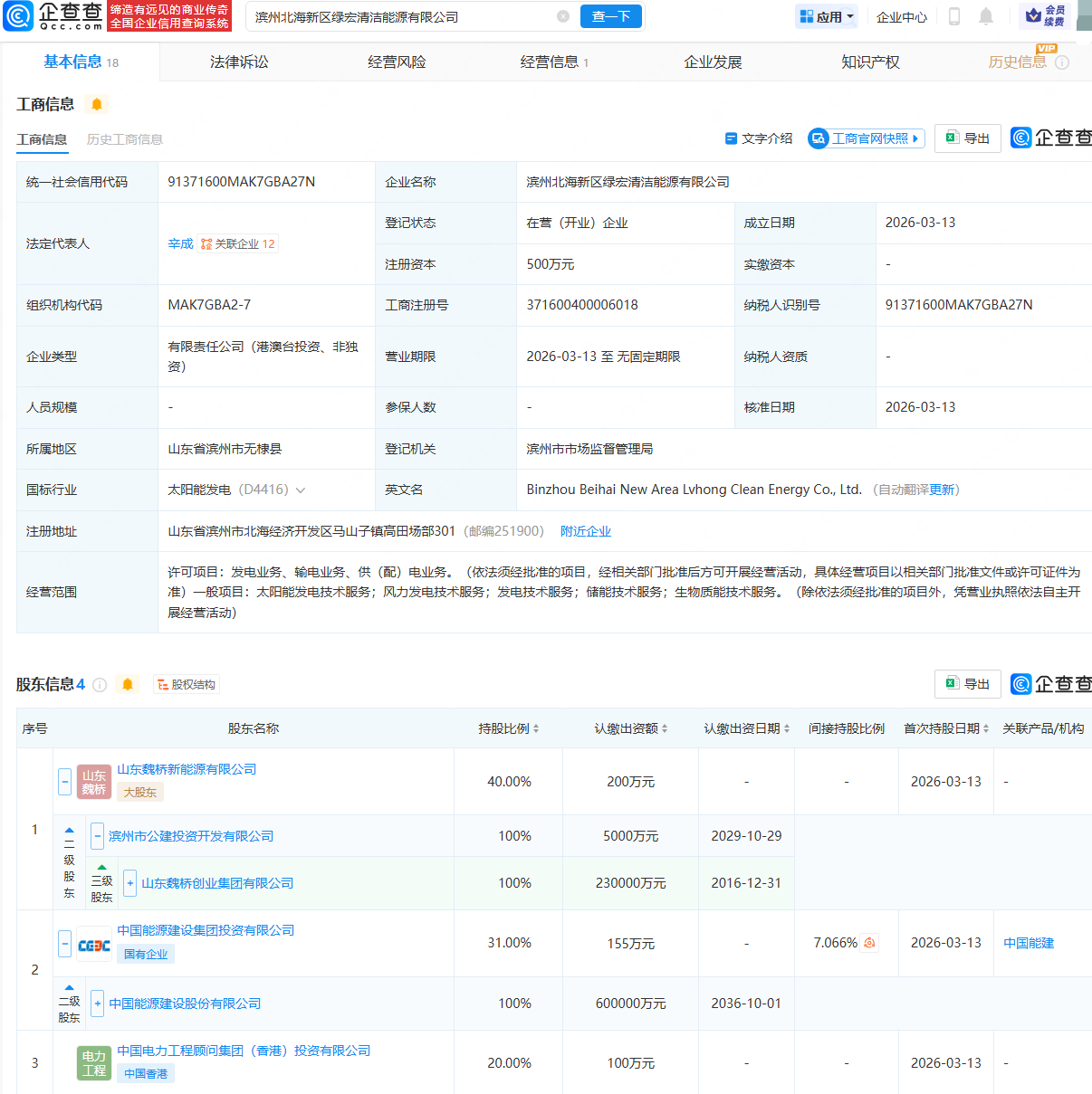 中国能建等成立清洁能源公司