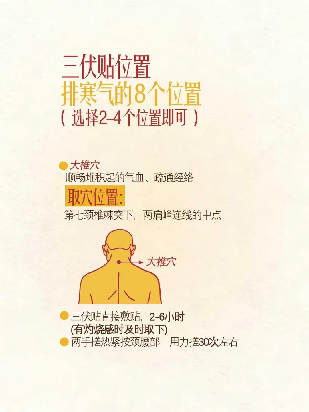 三伏贴8个位置，排寒气。