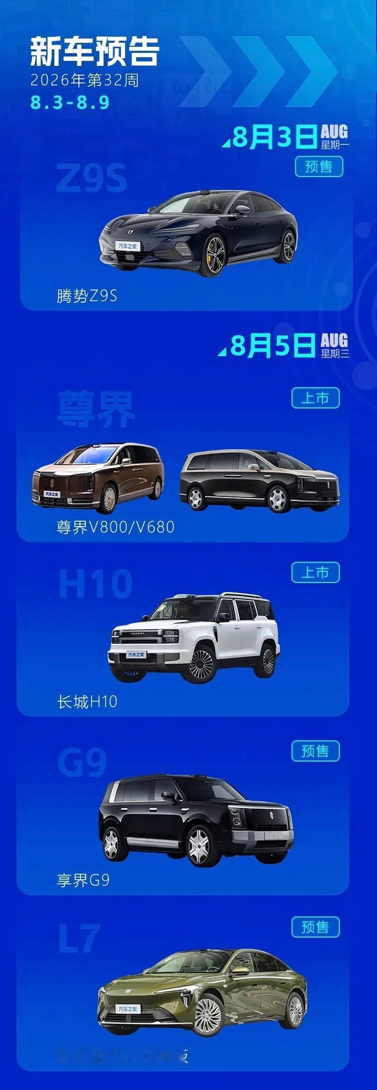 给大家转一下之家统计的下周首发/预售/上市的新车，目前看下来有11款了，朋友们都