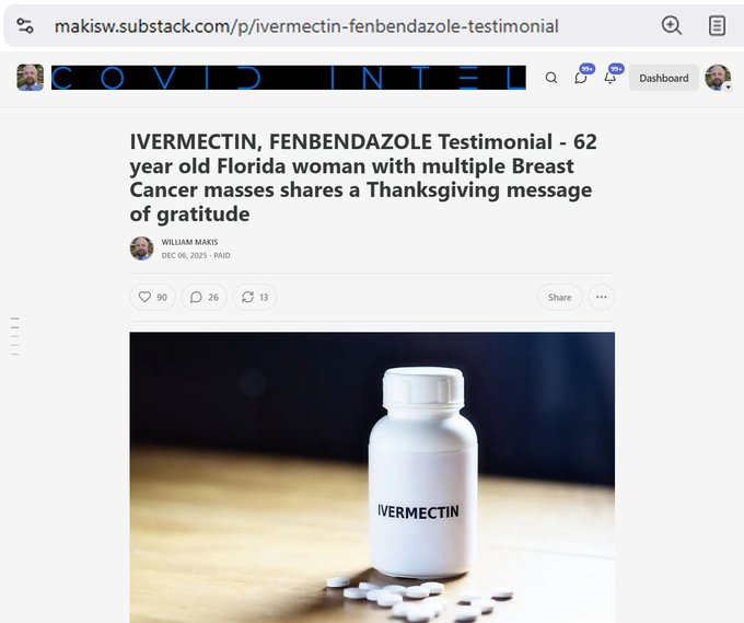 最新文章：伊维菌素、芬苯达唑患者见证——一位62岁的佛罗里达州女性，身患多发性乳