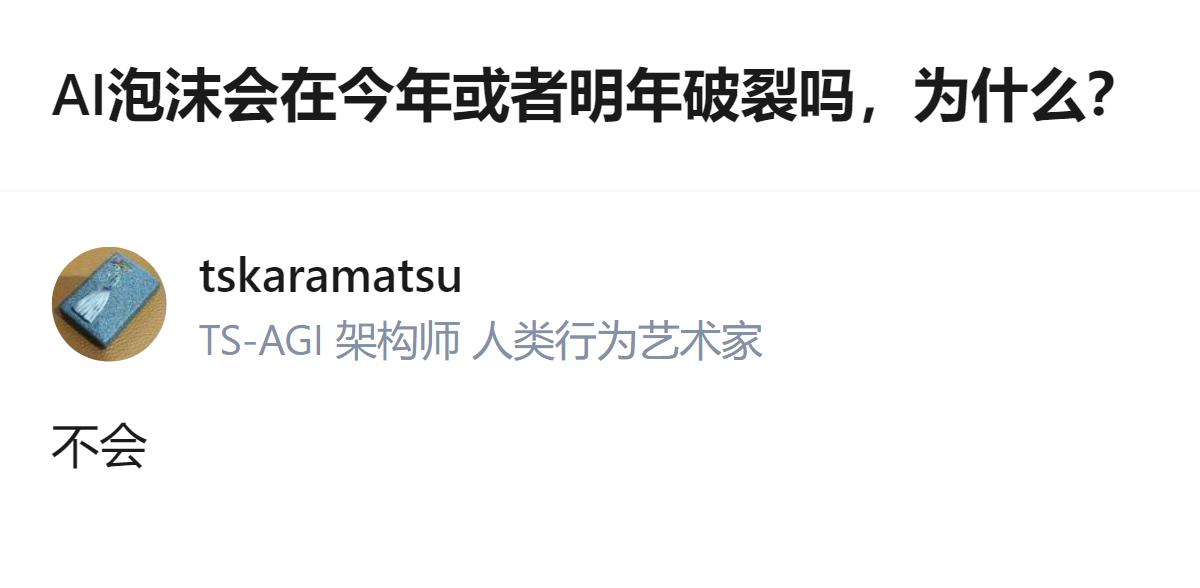 说白了AI泡沫破不破裂根本不是看普通人用不用、企业做不做小项目，核心是没人能拿出