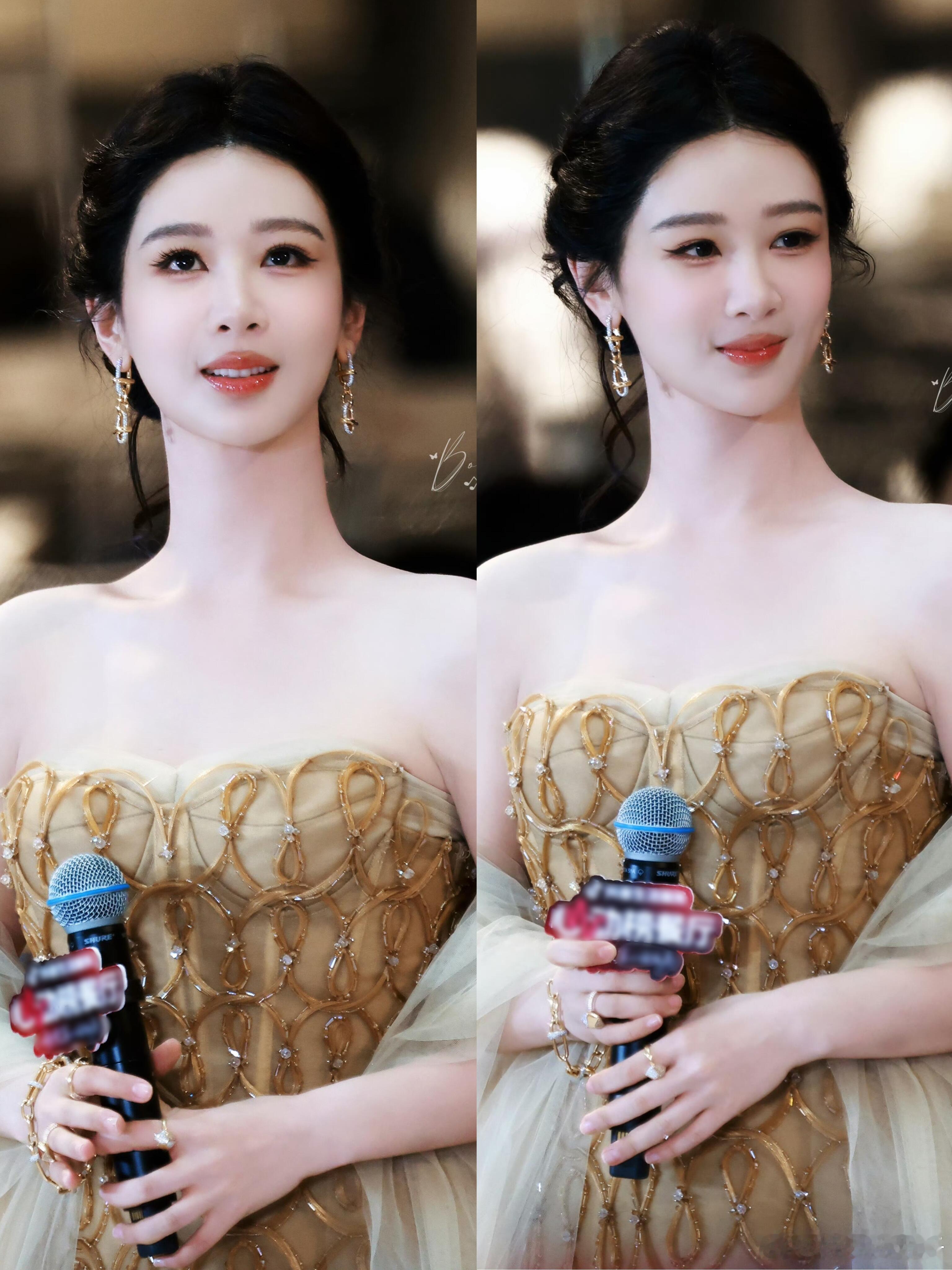 杨紫白玉兰新晋视后线下生图美的好权威啊！一身披纱金裙，温婉又大气！杨紫视后第一个