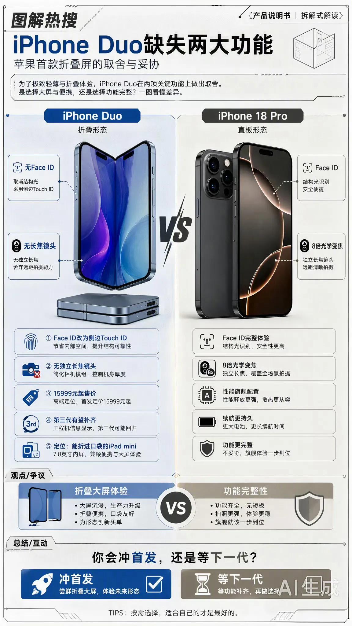 15999元！苹果折叠屏刚亮相，两个致命阉割就炸锅了！
老铁们，苹果首款折叠屏i