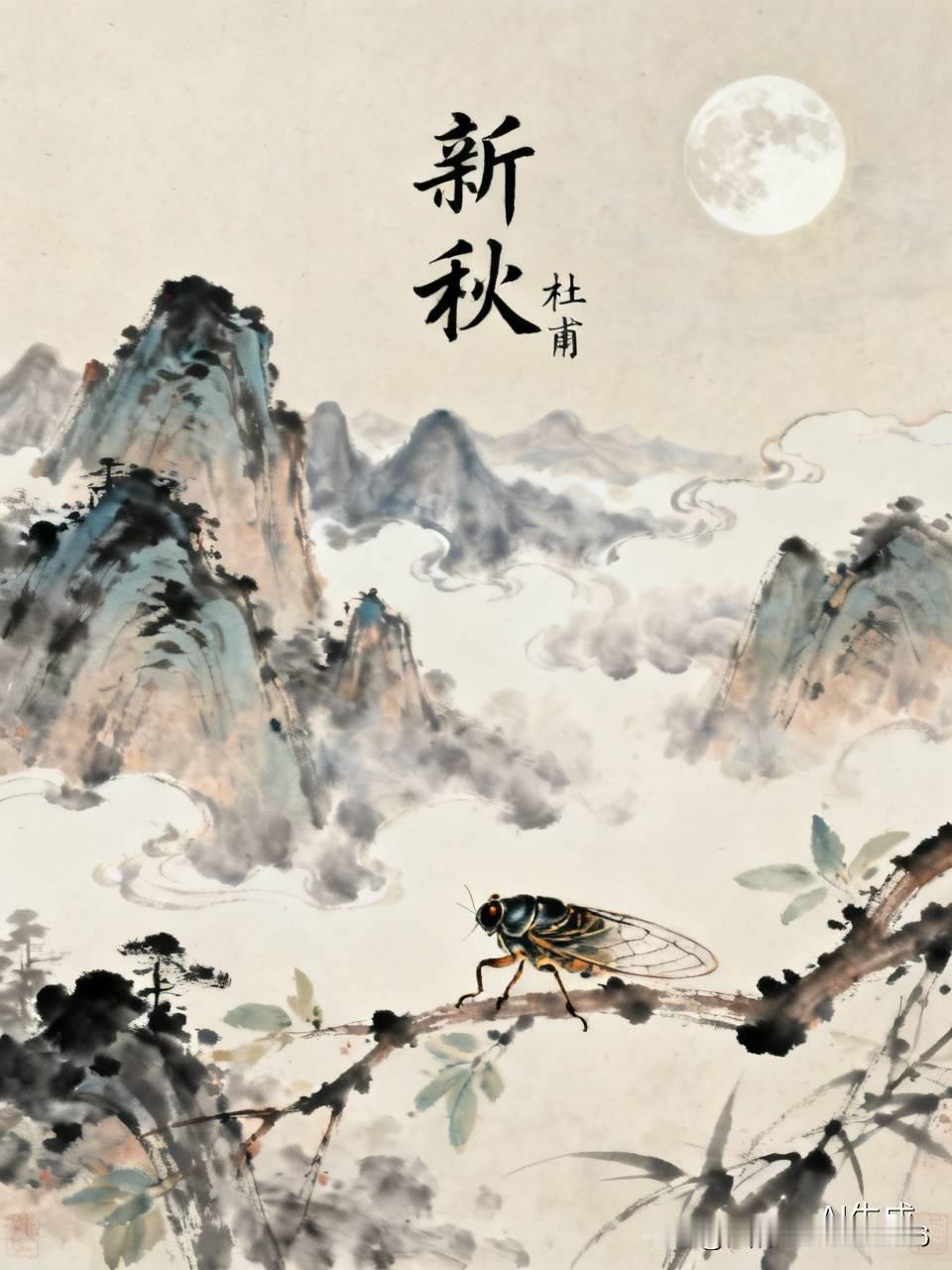 《新秋》
杜甫
火云犹未剑奇峰，
欹忱初惊一叶风。
蝉声断续悲残月，
莹焰高低照