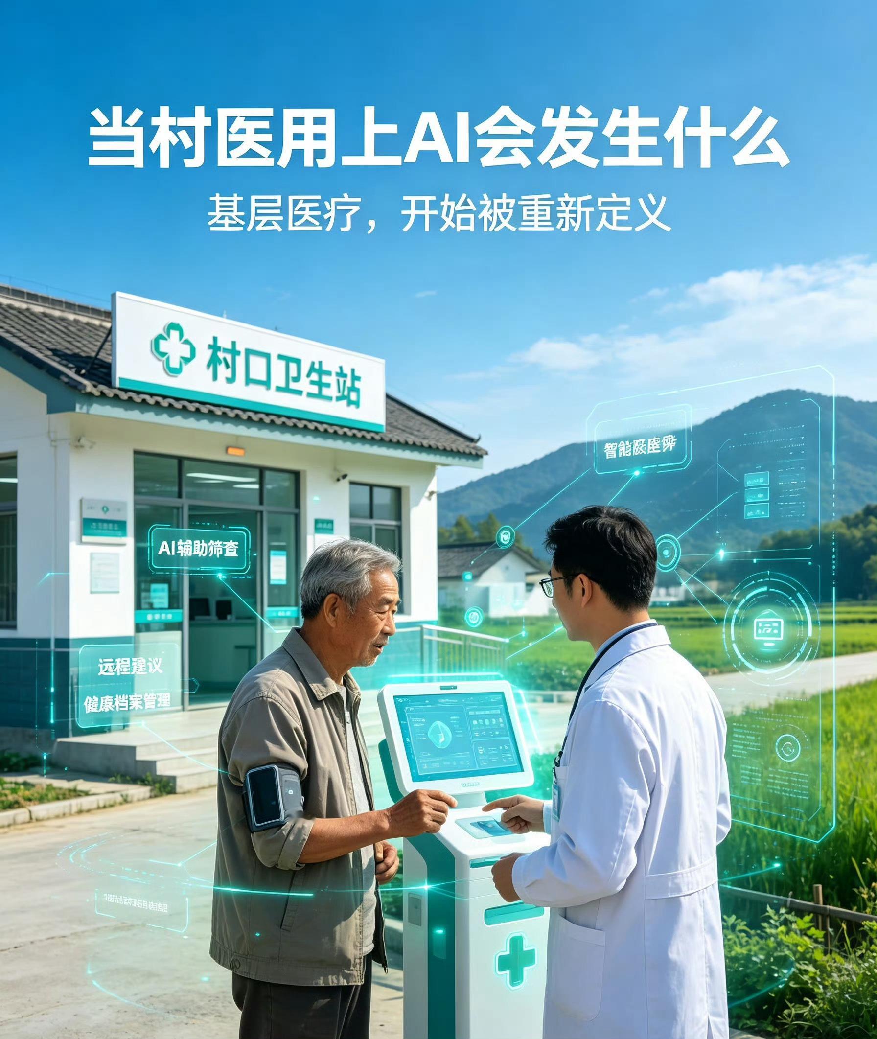 当村医用上AI会发生什么村里老人多，很多不会用智能手机。现在村医用上AI，能更精