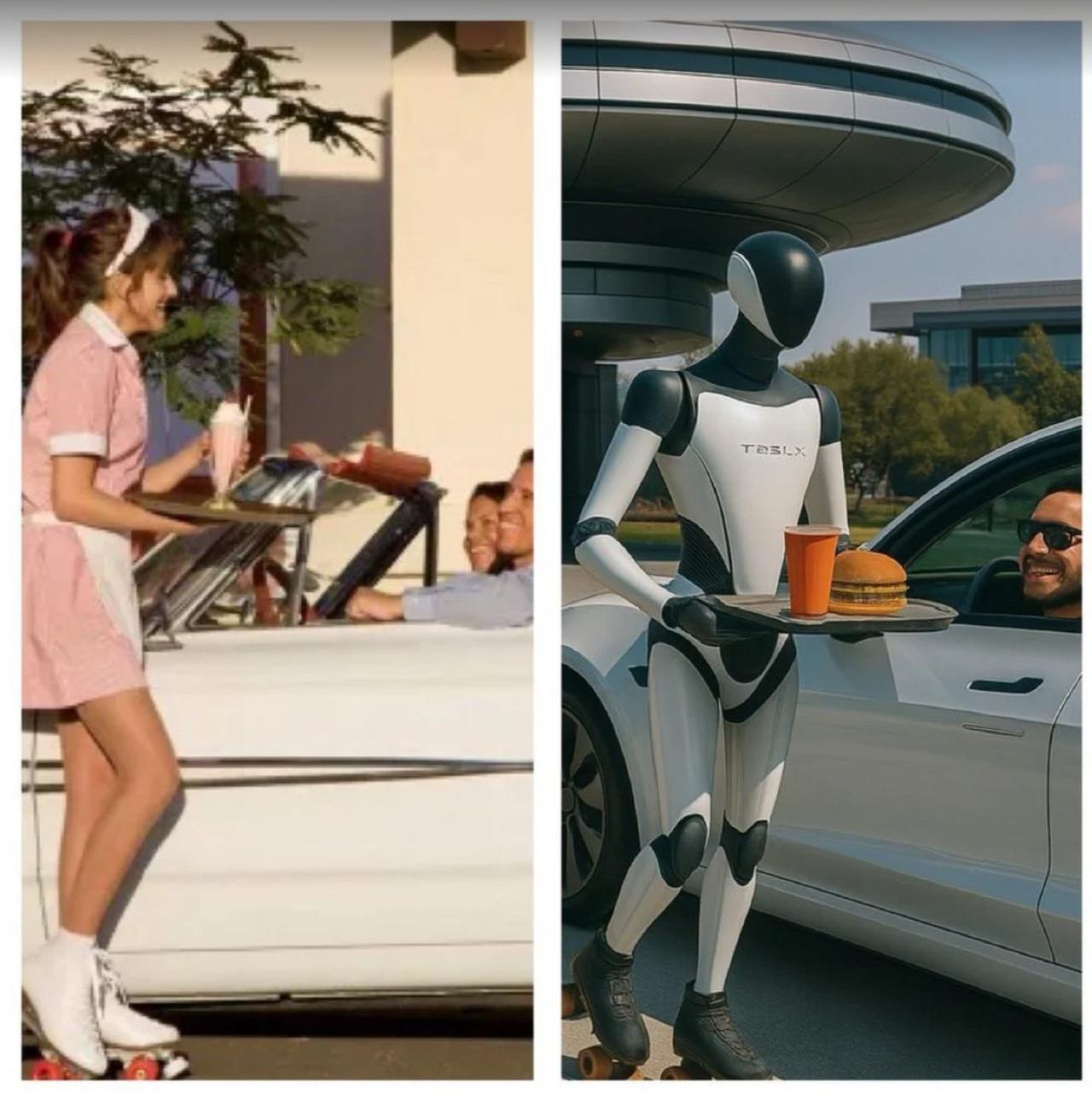 马斯克说 明年Tesla Optimus机器人会全面接管Tesla Diner，