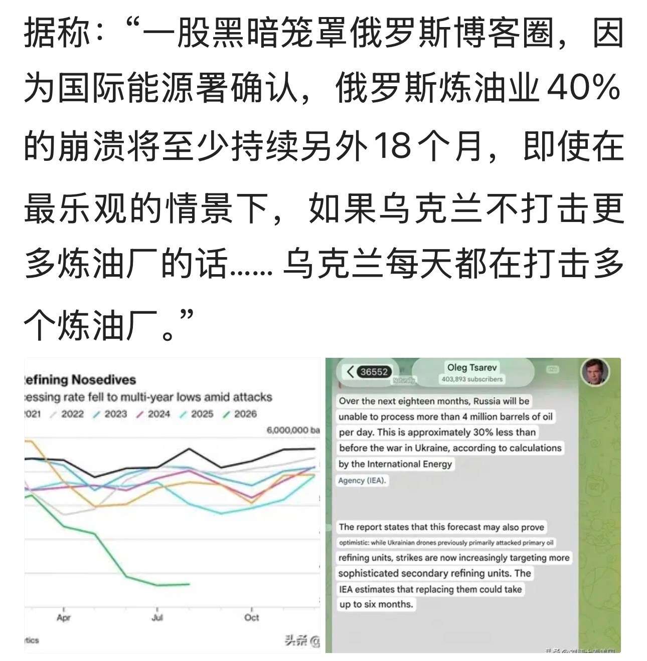 前两年谁说欧洲咋过冬？反向指标真的准：“一股黑暗笼罩俄罗斯博客圈…。”当然俄的炼