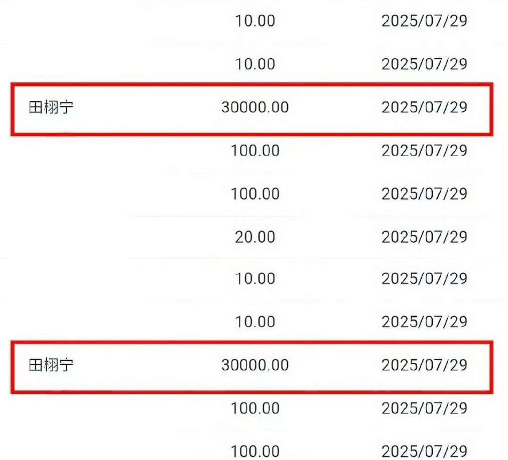 田栩宁捐款没有公示，粉丝确认了才发出来的田栩宁捐款 ​​​