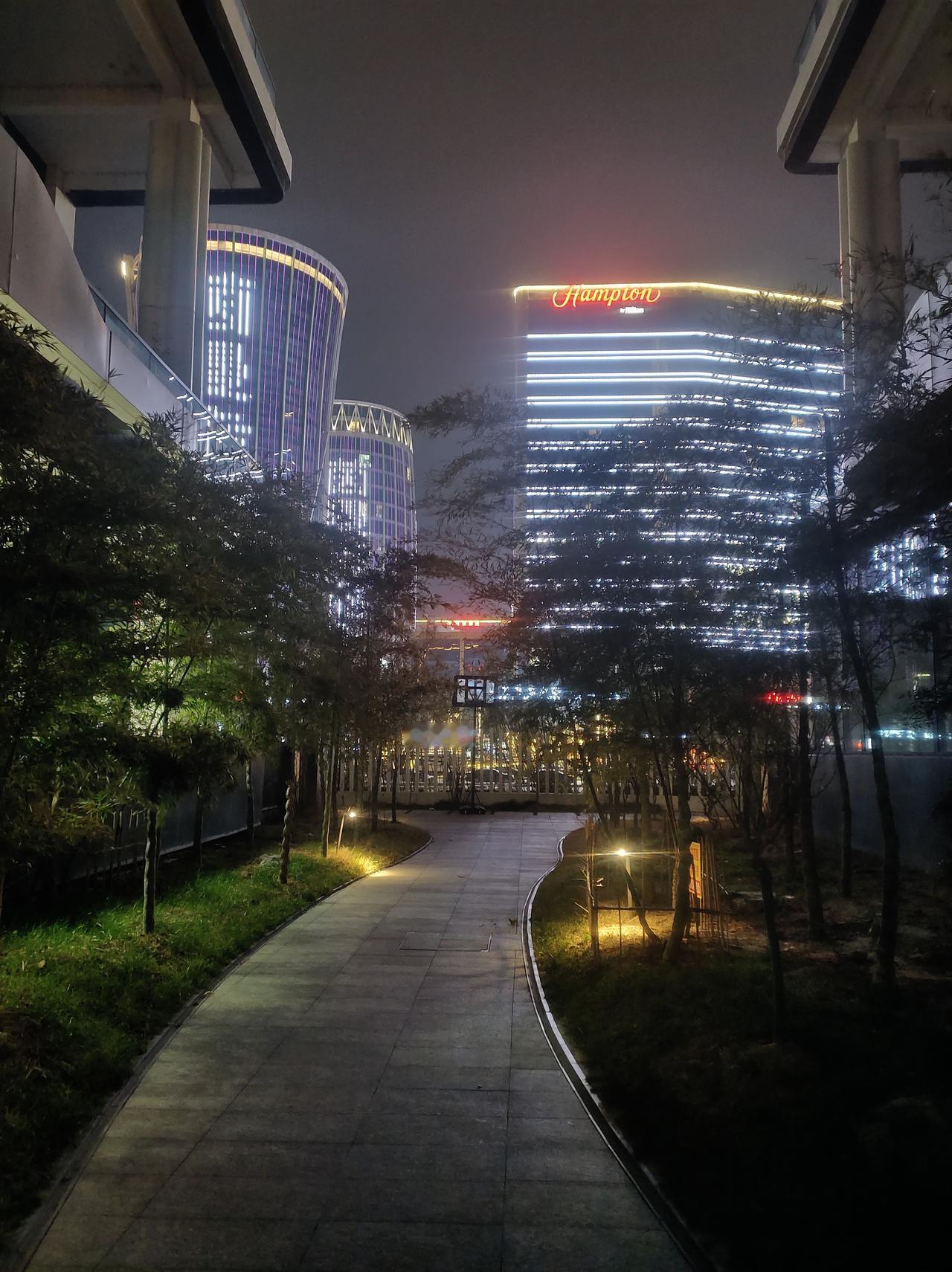 夜晚的繁华都市，霓虹灯下的漫步时光。