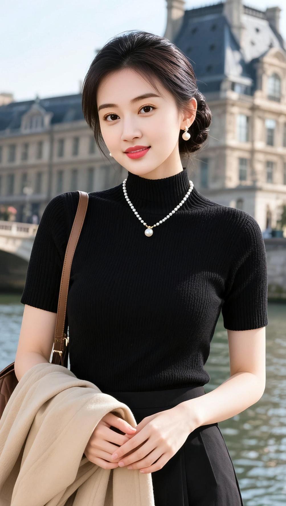 AI河畔轻熟风 抖音ai创作 高颜值