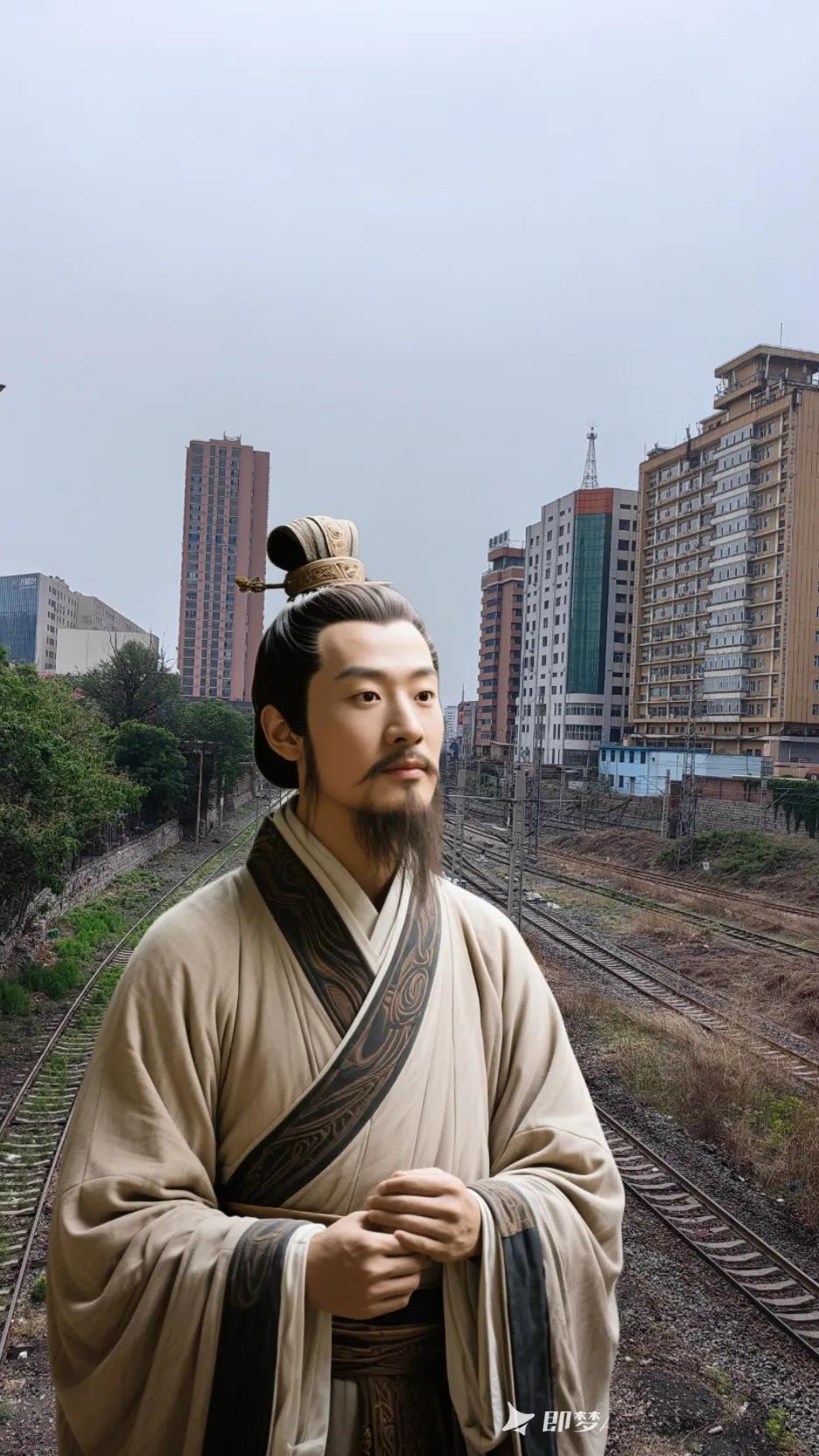 屈原穿越回到阳泉市，看到满目荒芜的火车站，内心充满了悲凉，他内心感到不甘和愤懑，