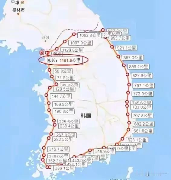 一位韩国大学生为了庆祝毕业，决定自驾游绕韩国一圈！他花了三天时间，行驶了1100