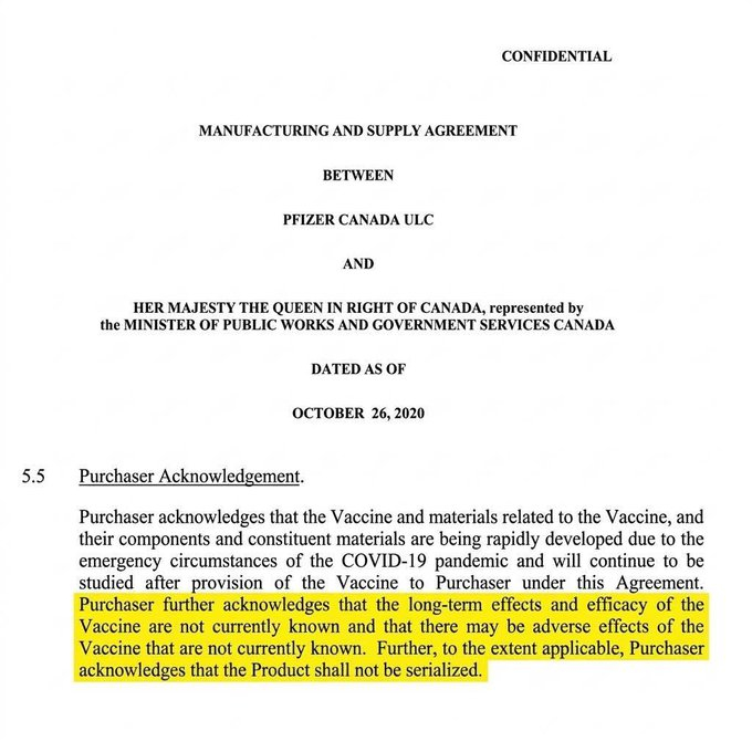 “经过长达数年的信息自由请求斗争，我是加拿大第一个获得辉瑞公司与加拿大政府之间辉