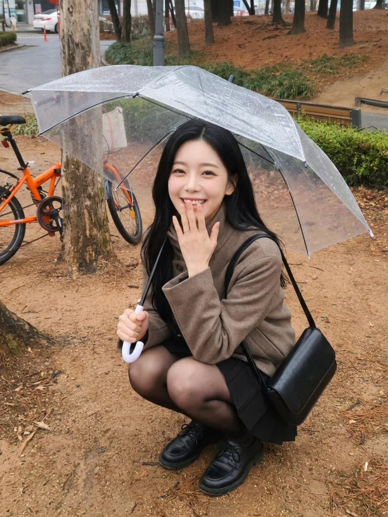 今年春天最想实现的心愿雨中漫步，清新自然，微笑面对每一天！🌧️😊