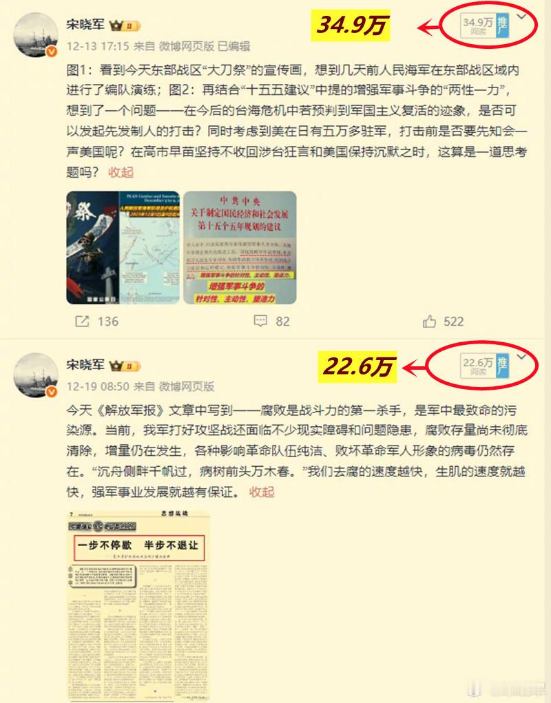 图1：看了一下12月我微博点击量排前两位的微博内容；图2：一个与“十五五规划”中
