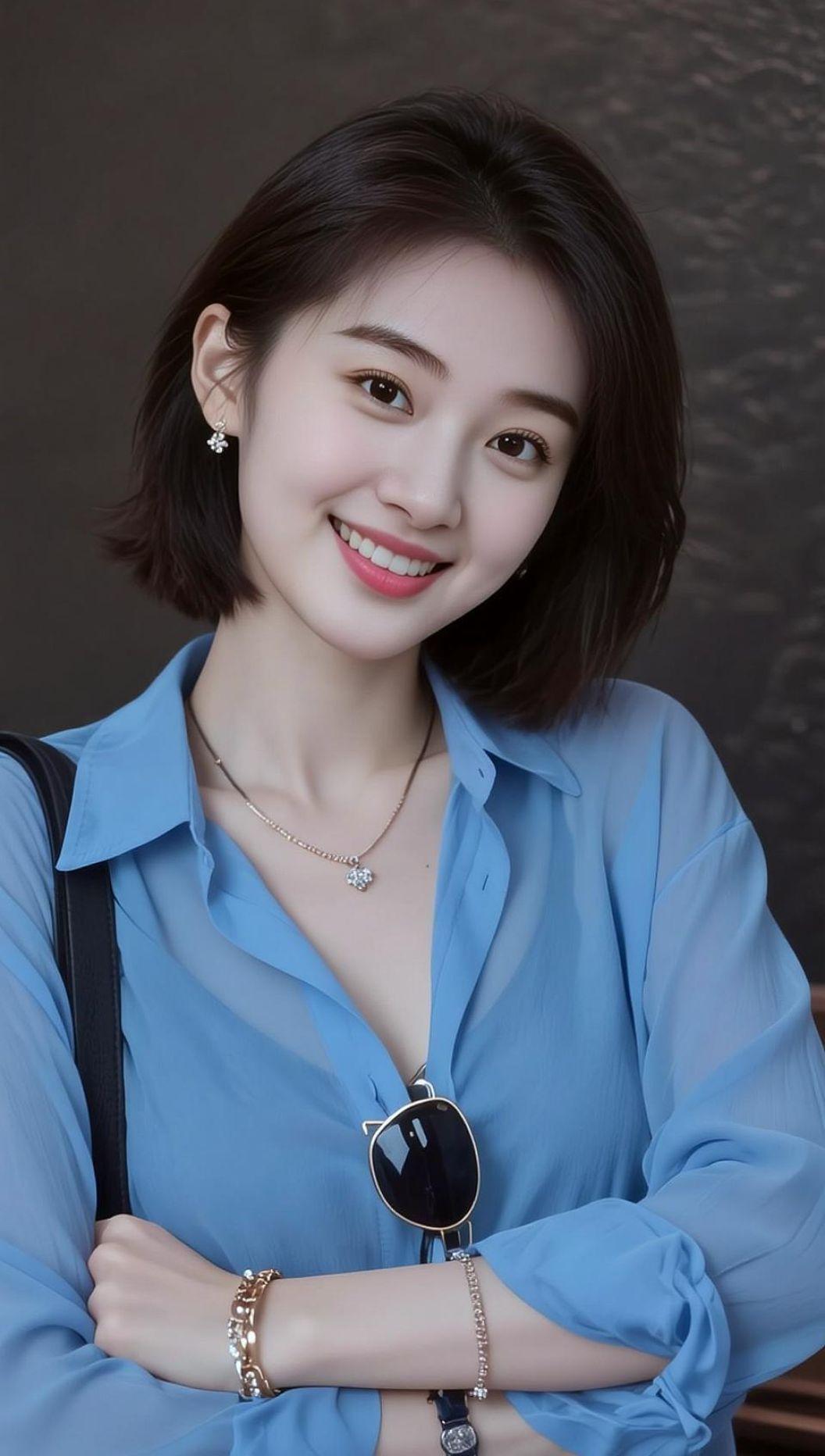 AI清新美女自拍 抖音ai创作 时尚发型 穿出你的时尚你的感觉