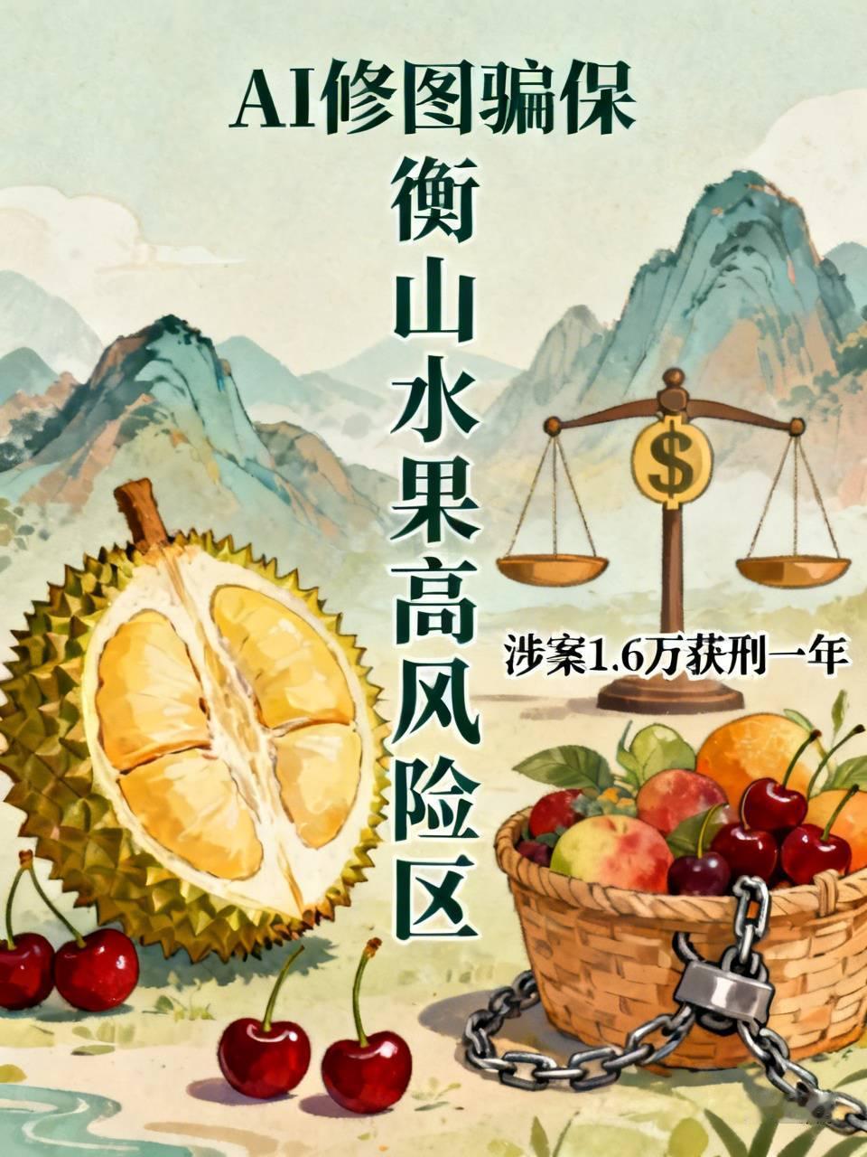 湖南衡山男子谭某某订购了上百笔高价水果，利用AI修图技术伪造榴莲、车厘子等水果的