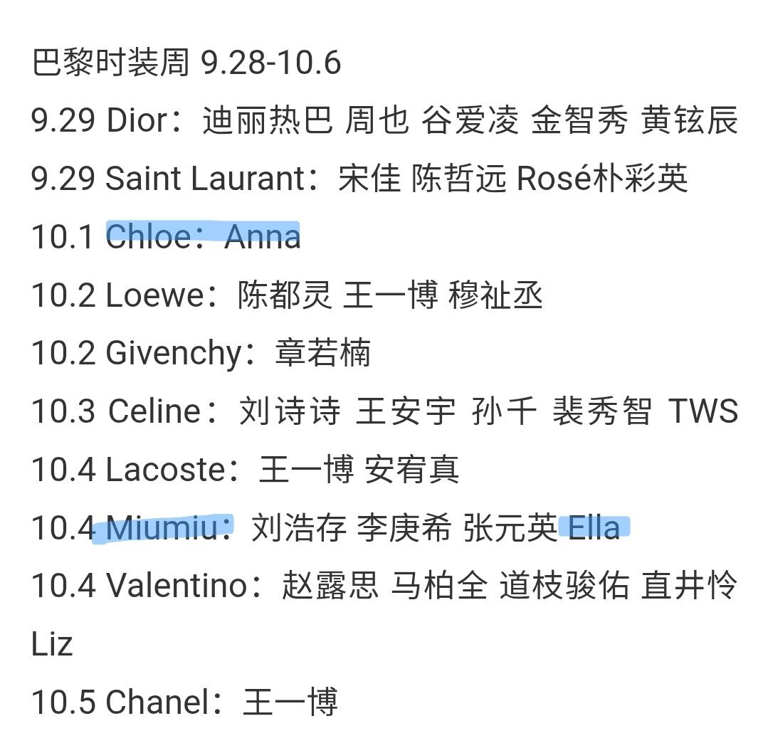 巴黎时装周10.1 Anna x Chloe10.4 Ella x Miumiu
