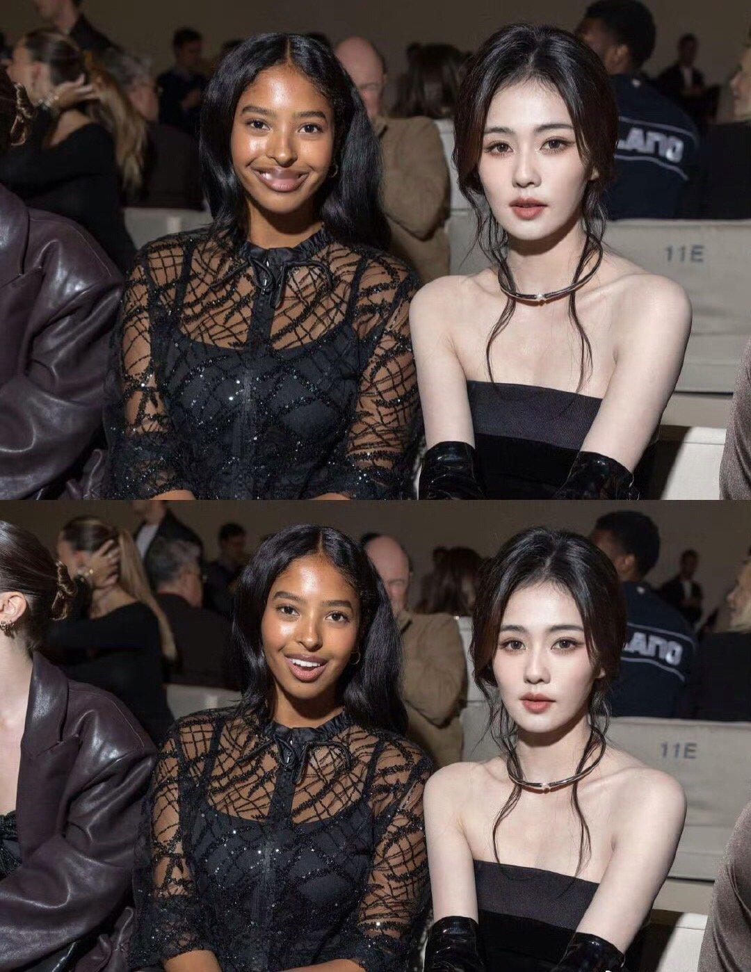 白鹿与科比大女儿同框看秀扛住了外媒镜头，为国争光的美貌！白鹿真美！ ​ ​​​
