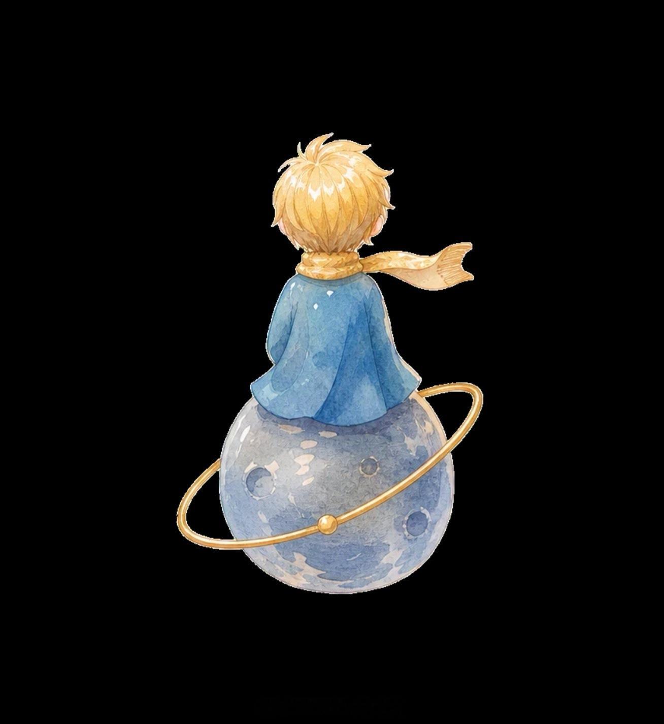 美甲 || 谁能拒绝这套星球童话美甲裸透底色搭配雾蓝渐变小狐狸、玫瑰、星球小人元