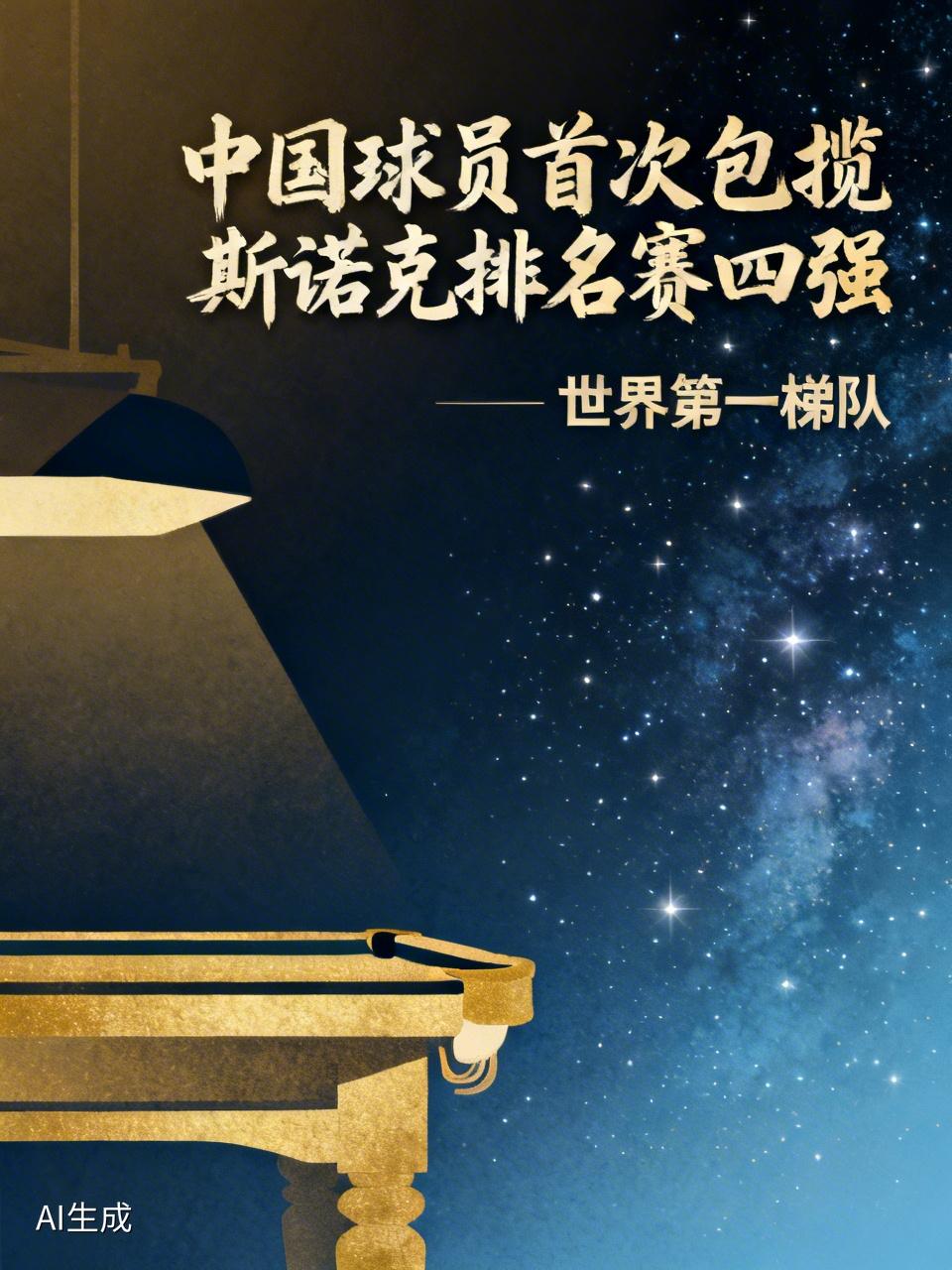 中国球员首次包揽斯诺克排名赛四强这是斯诺克排名赛历史上首次由单一国家选手占据半决