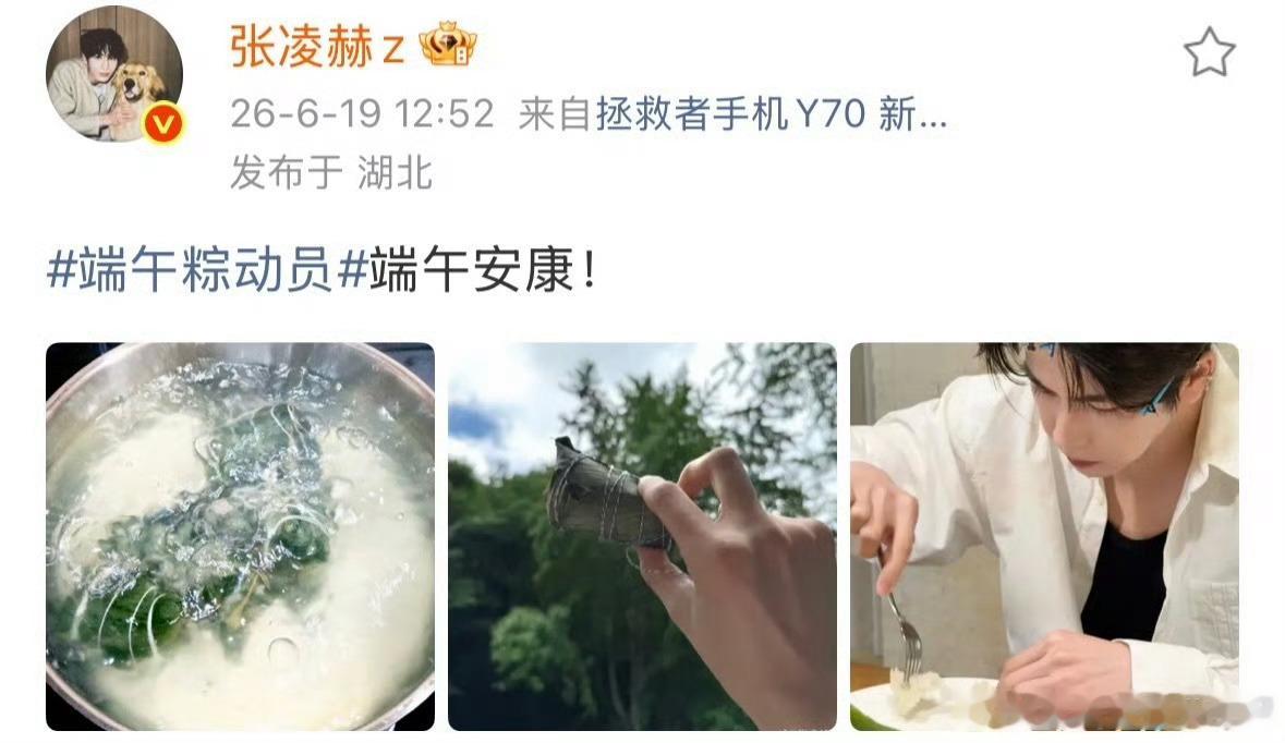 张凌赫吃粽子蘸白糖张凌赫你竟然是甜粽派的！端午安康！要多多营业啊