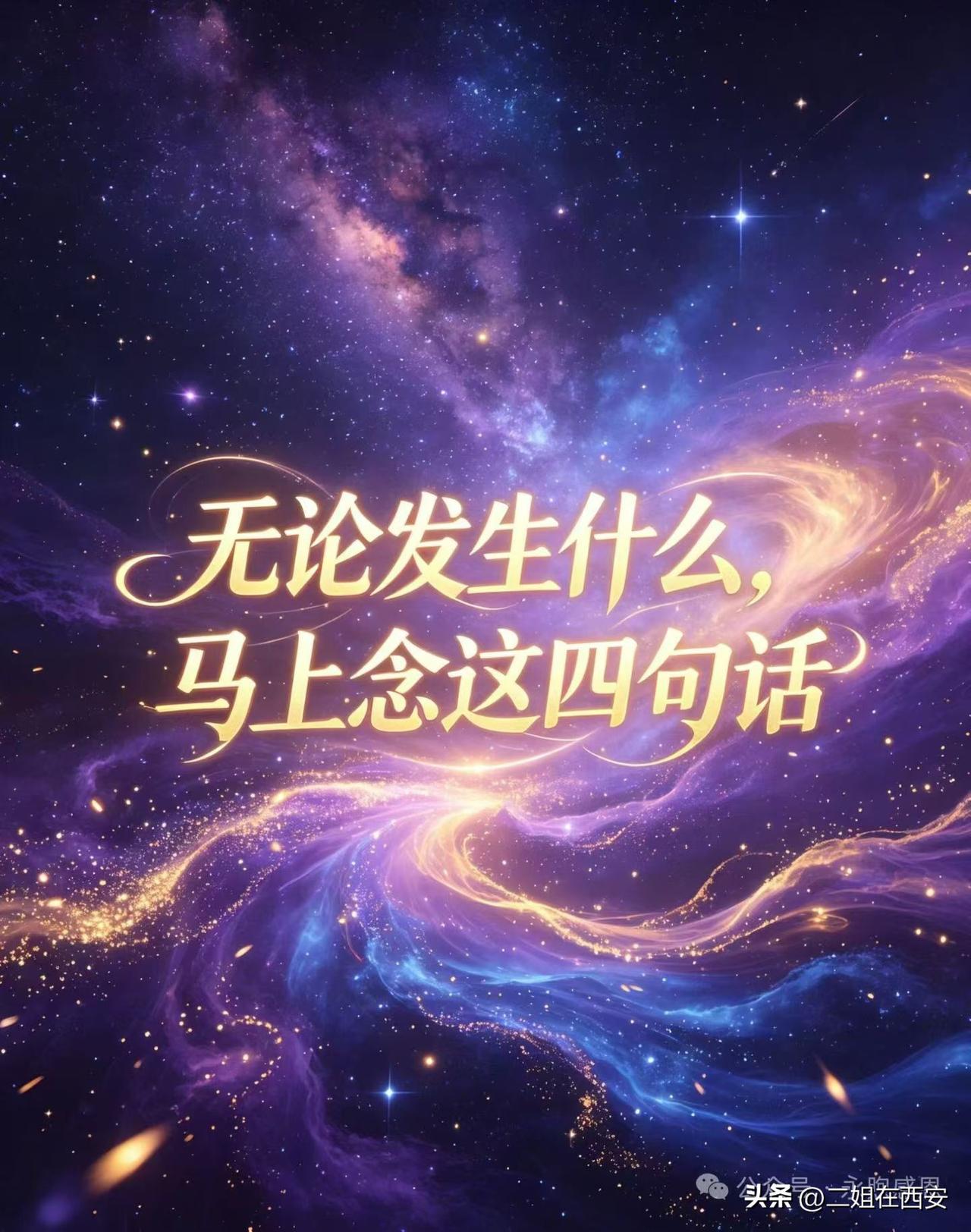 无论发生什么，马上念这几句话

凡事发生皆有利于我
凡事发生皆有助我成长
凡事发